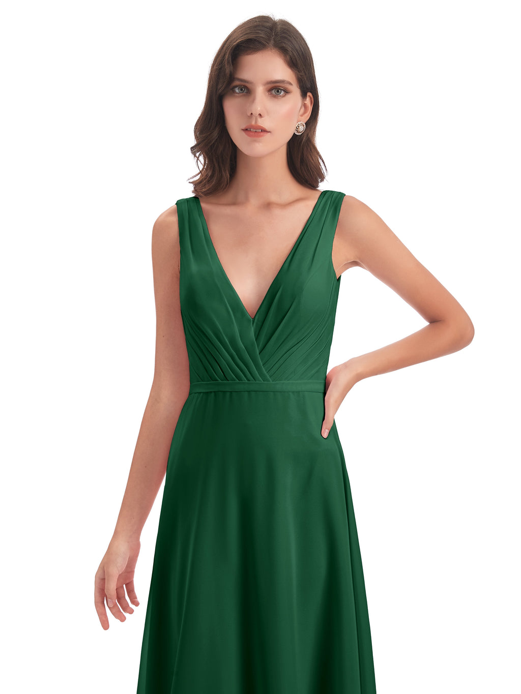 Kristina Sheath Floor Length V-Neck Chiffon Bridesmaid Dresses