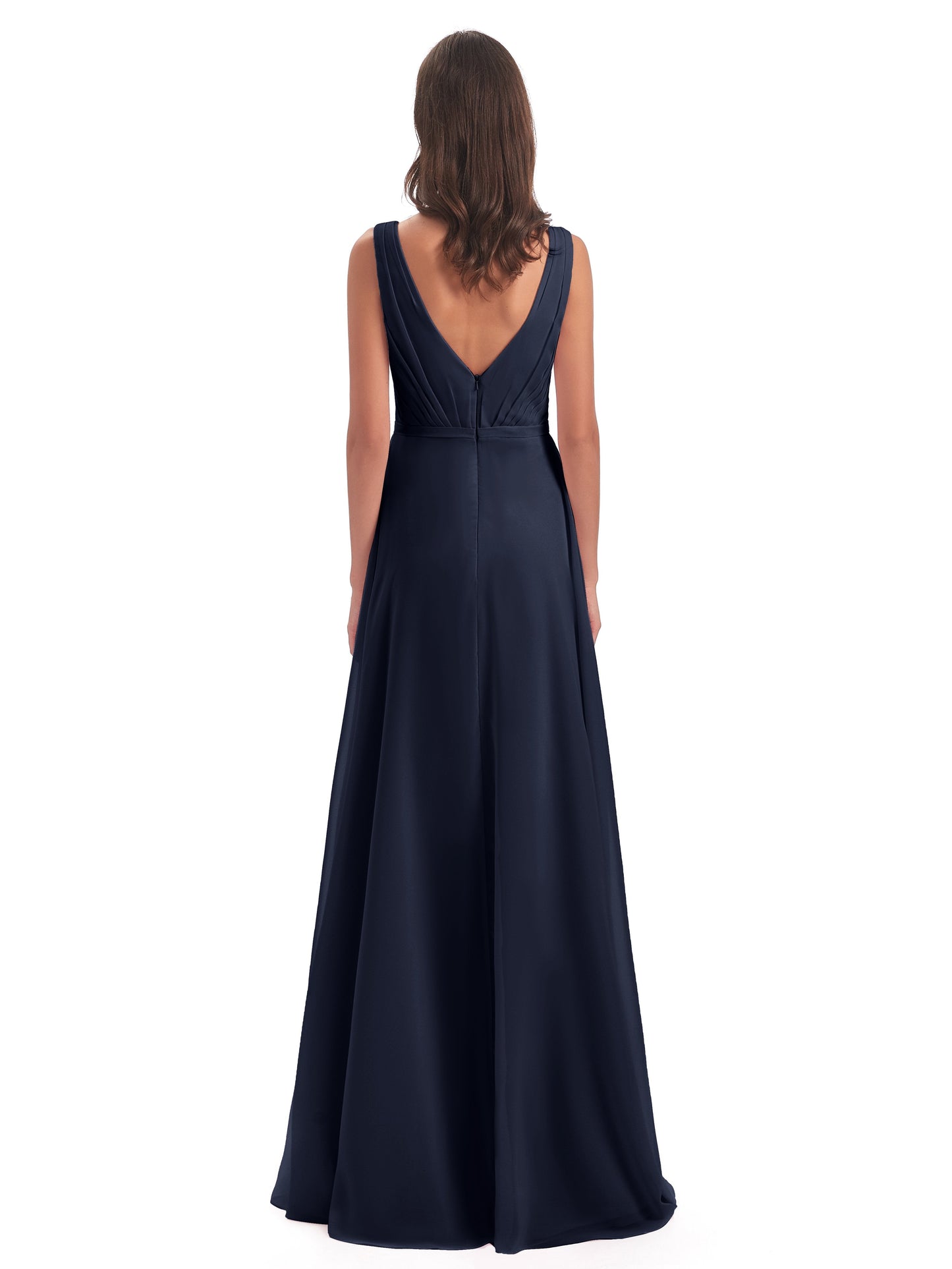 Kristina Sheath Floor Length V-Neck Chiffon Bridesmaid Dresses