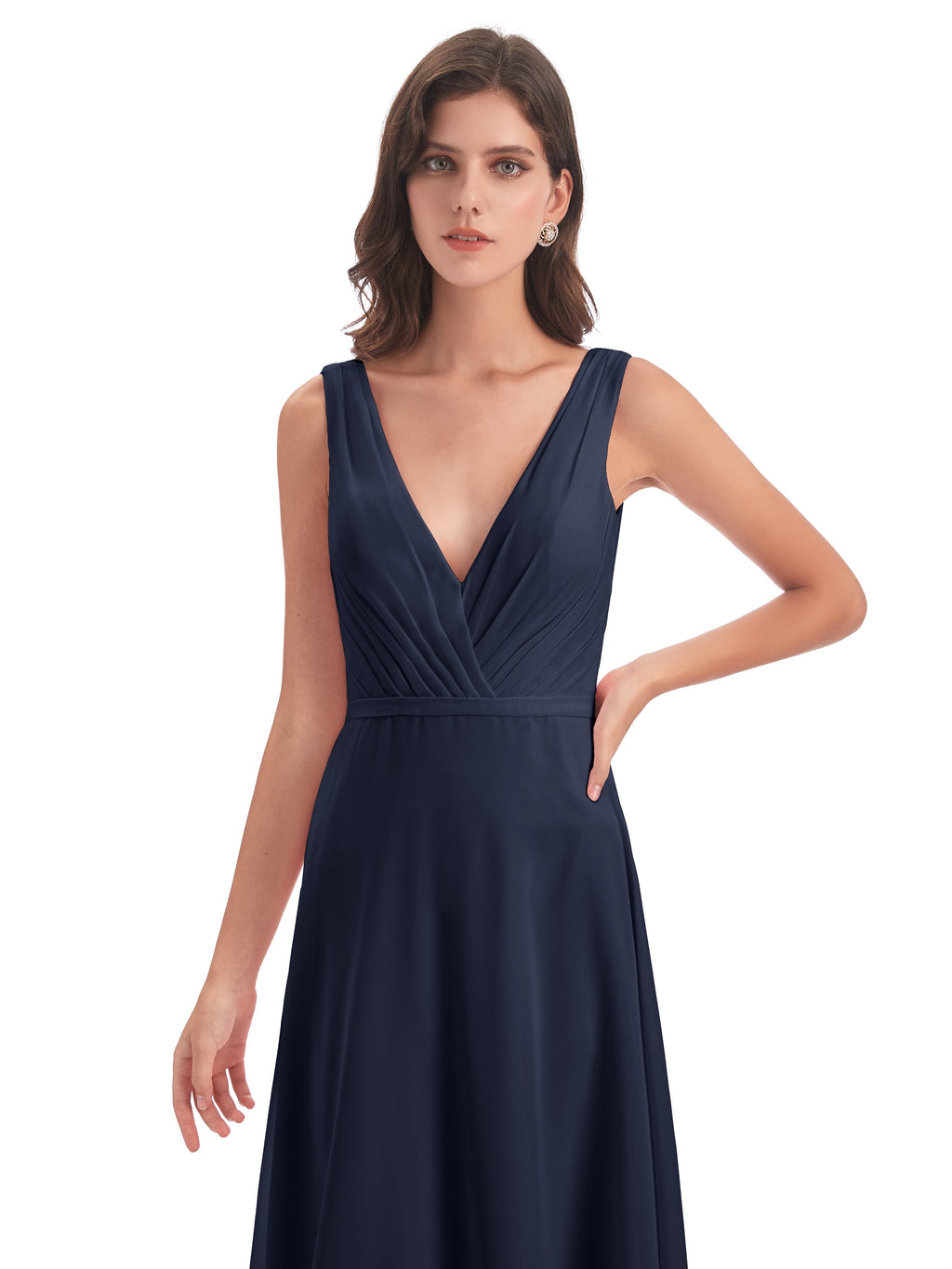 Kristina Sheath Floor Length V-Neck Chiffon Bridesmaid Dresses