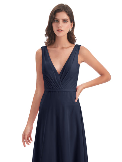Kristina Sheath Floor Length V-Neck Chiffon Bridesmaid Dresses