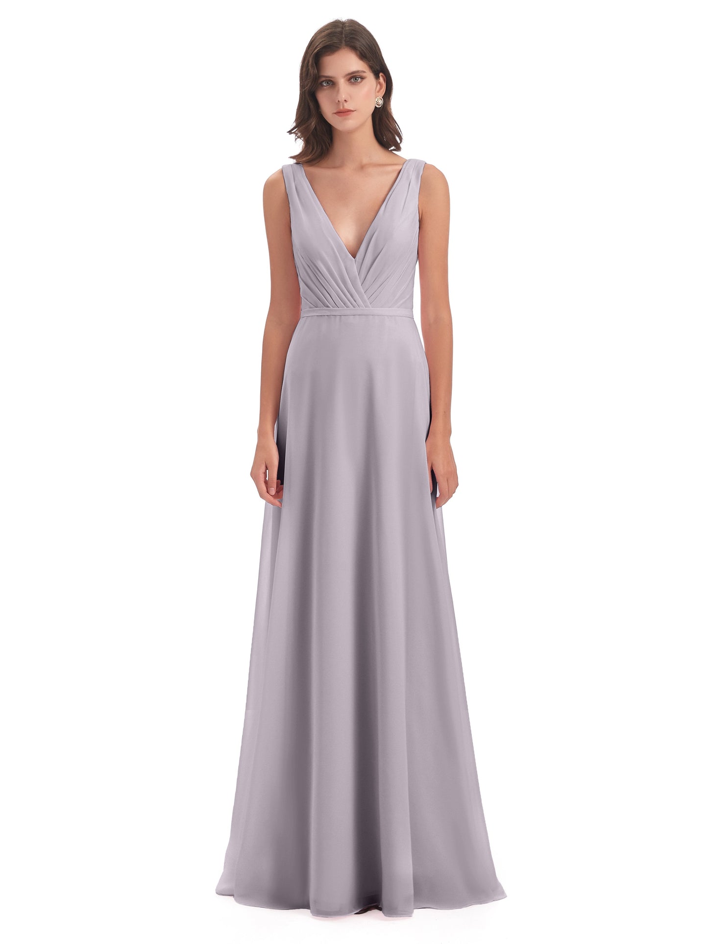 Kristina Sheath Floor Length V-Neck Chiffon Bridesmaid Dresses