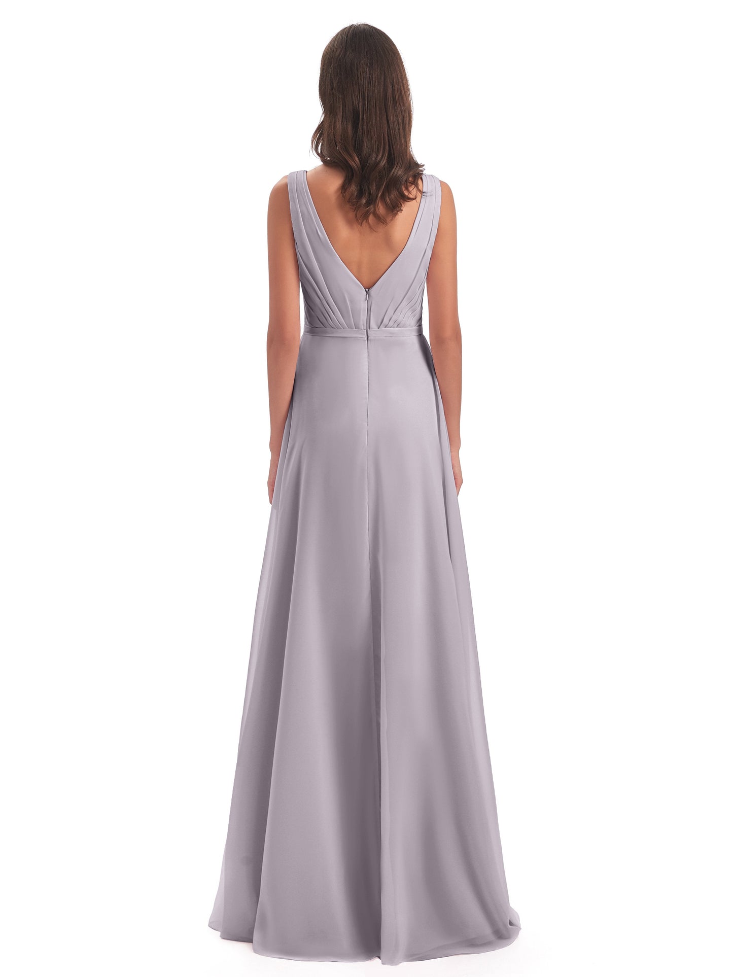 Kristina Sheath Floor Length V-Neck Chiffon Bridesmaid Dresses