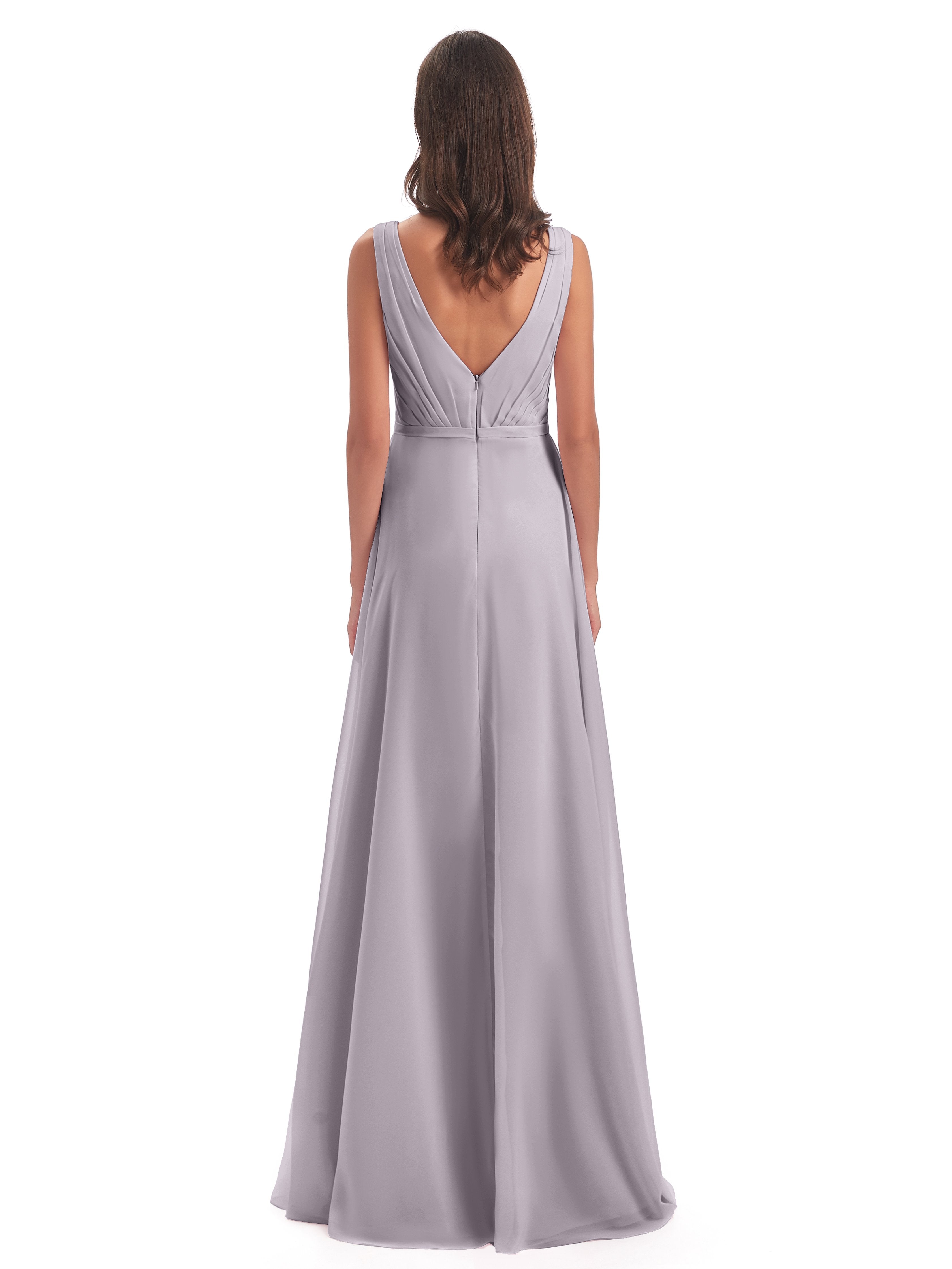 Kristina Sheath Floor Length V-Neck Chiffon Bridesmaid Dresses