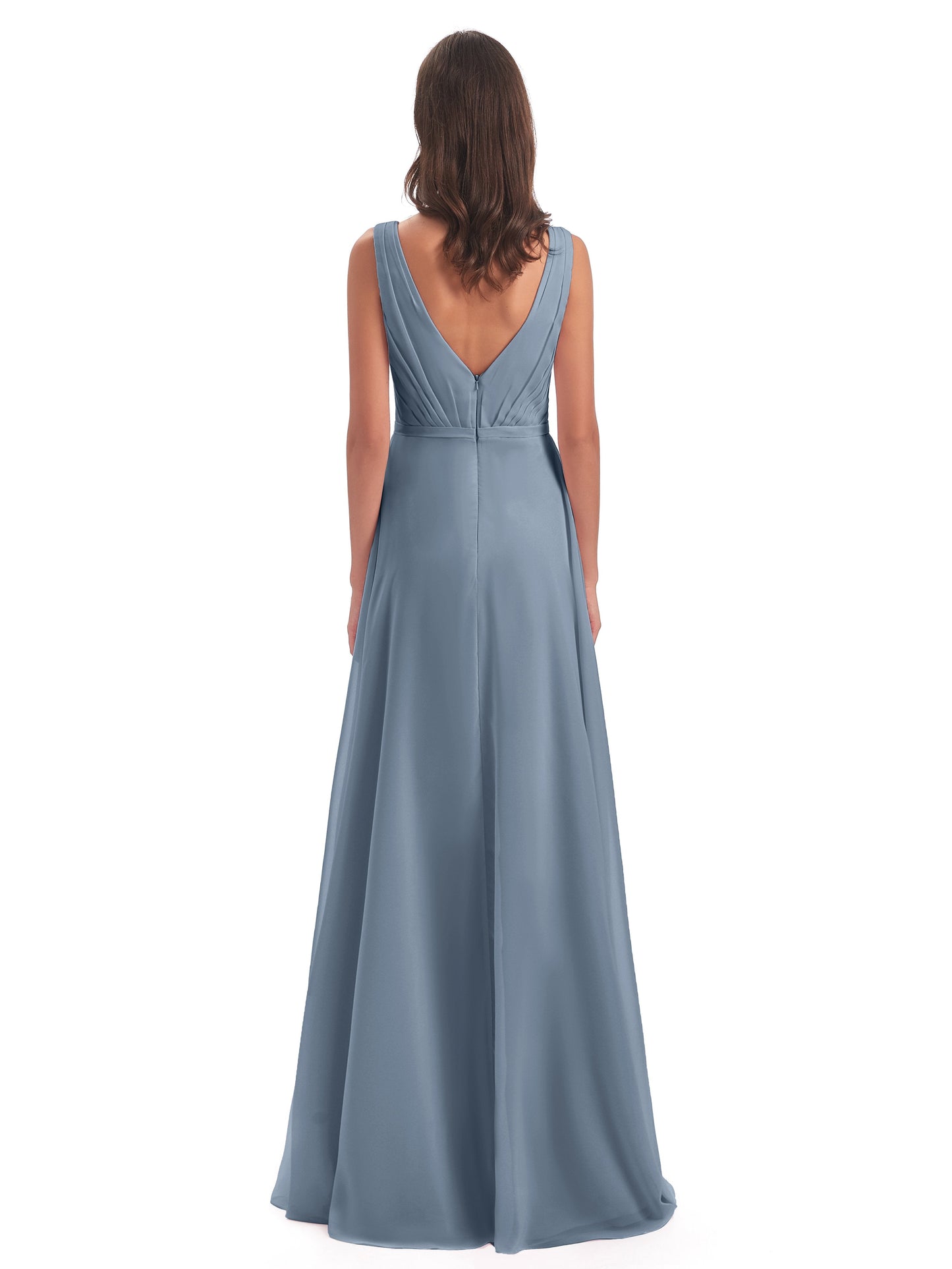 Kristina Sheath Floor Length V-Neck Chiffon Bridesmaid Dresses