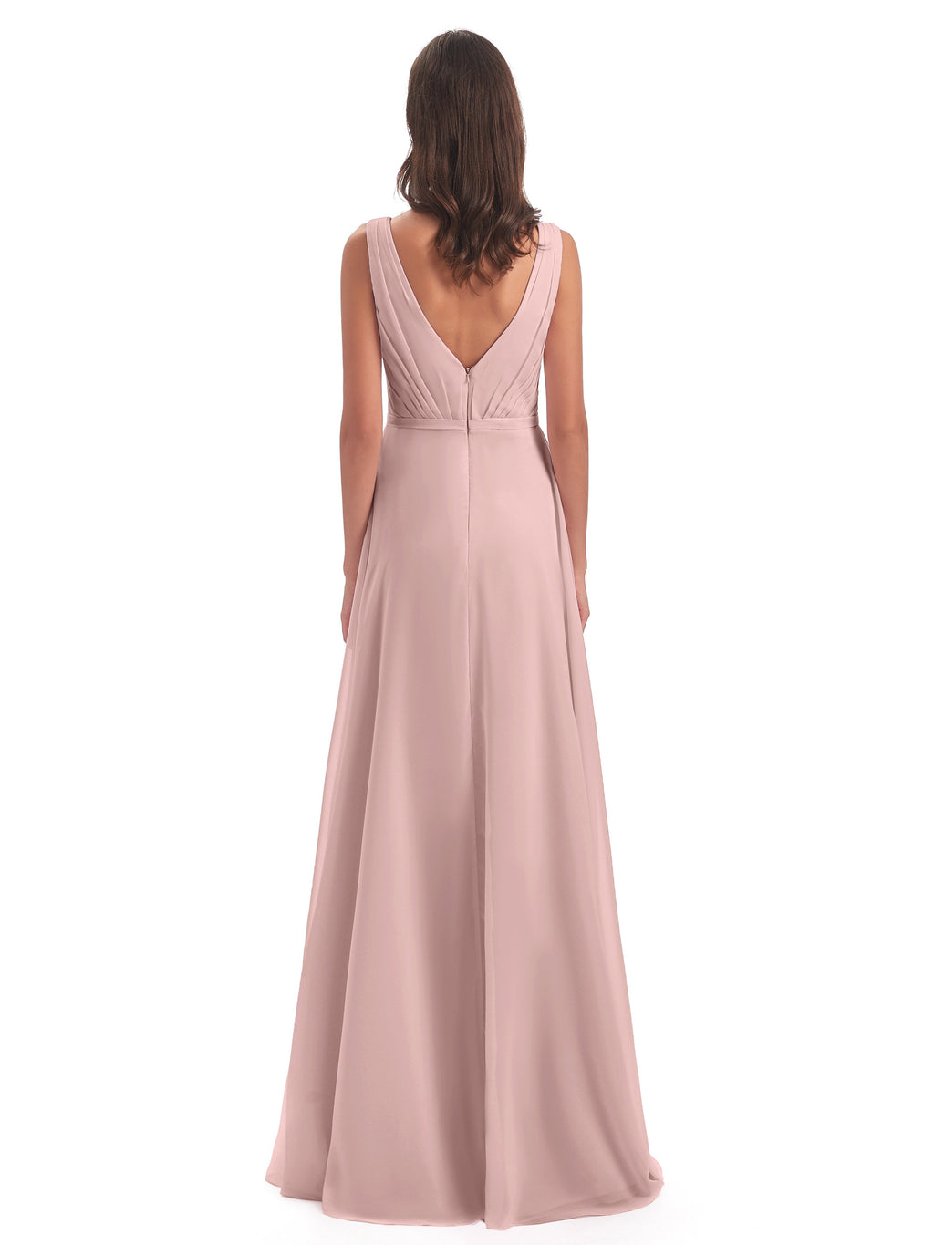 Kristina Sheath Floor Length V-Neck Chiffon Bridesmaid Dresses