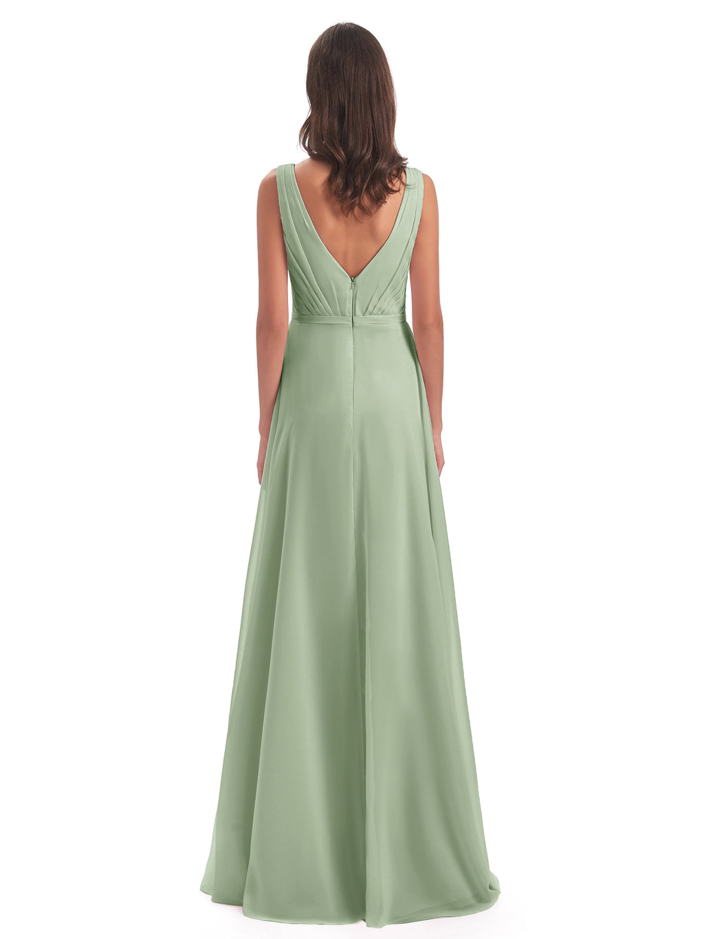 Kristina Sheath Floor Length V-Neck Chiffon Bridesmaid Dresses
