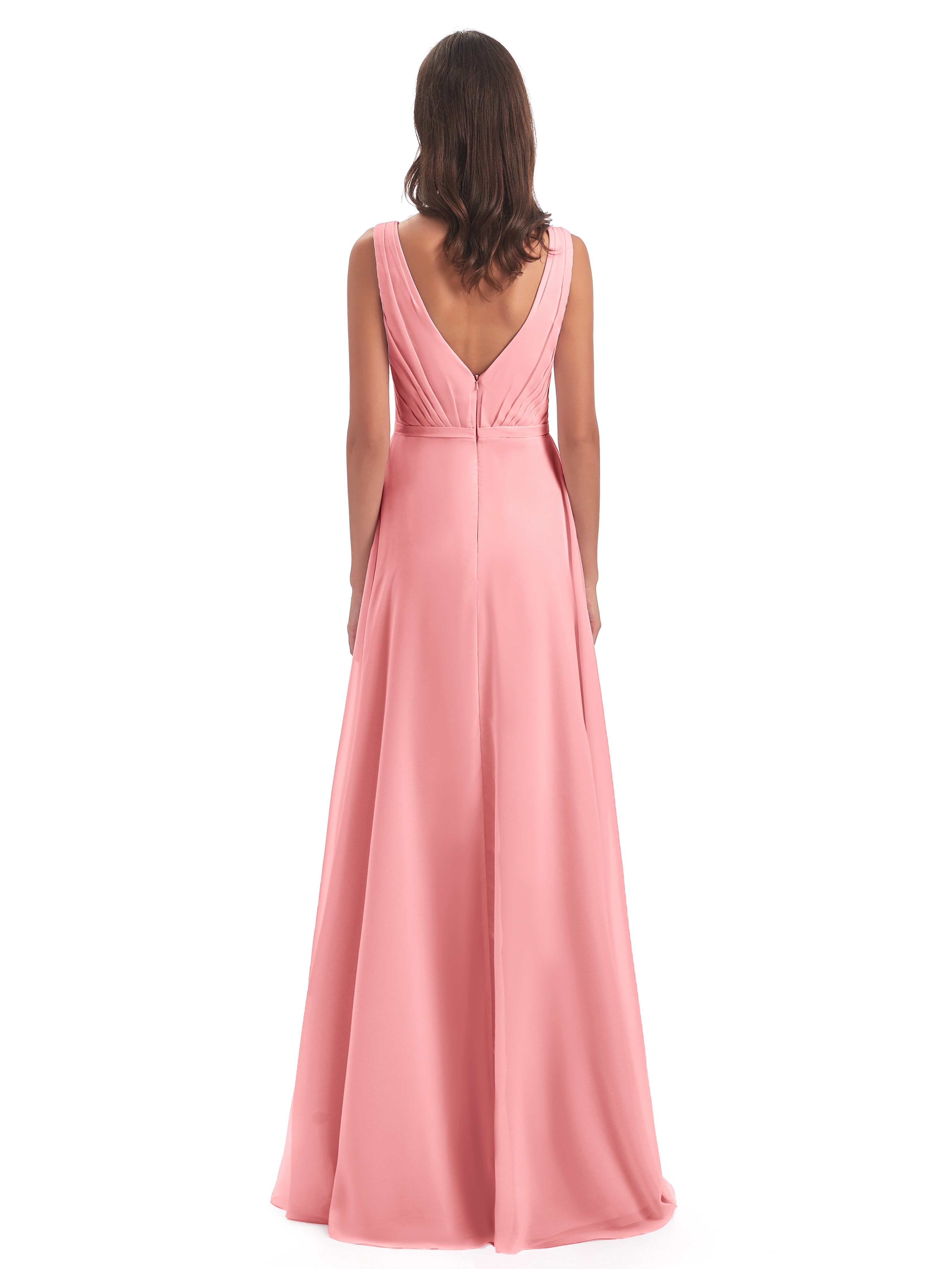 Kristina Sheath Floor Length V-Neck Chiffon Bridesmaid Dresses