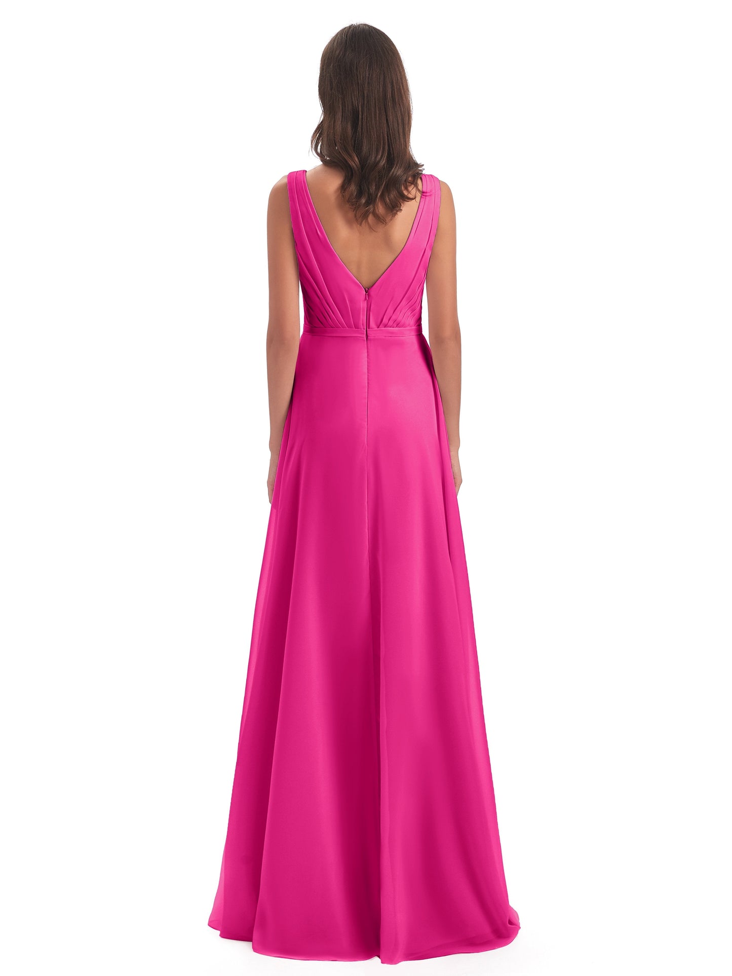 Kristina Sheath Floor Length V-Neck Chiffon Bridesmaid Dresses