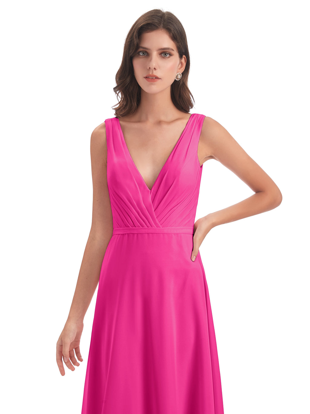 Kristina Sheath Floor Length V-Neck Chiffon Bridesmaid Dresses