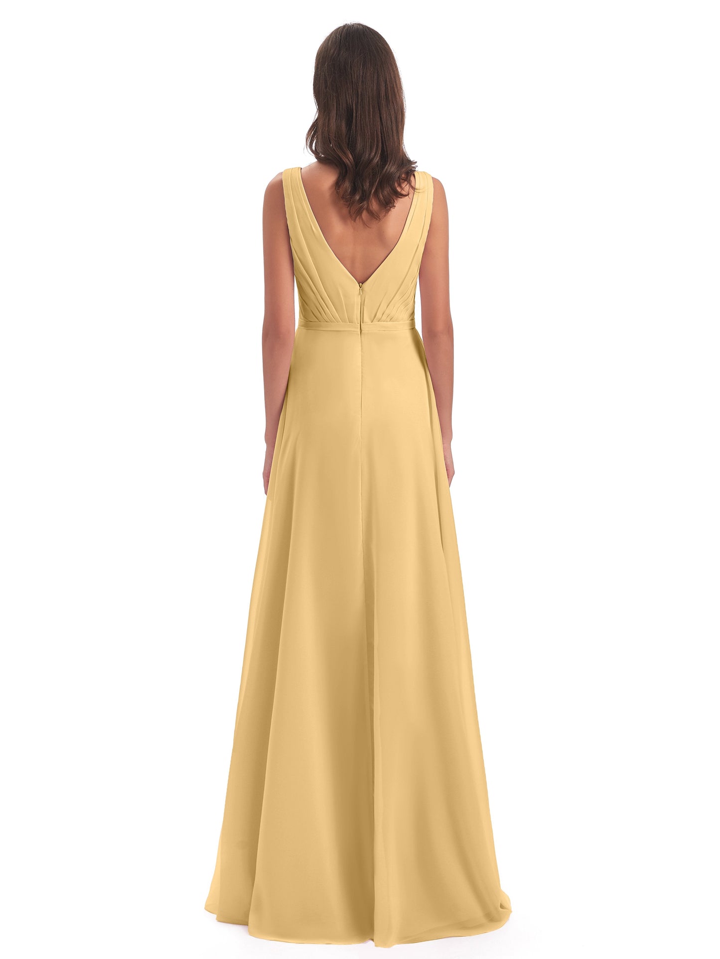 Kristina Sheath Floor Length V-Neck Chiffon Bridesmaid Dresses