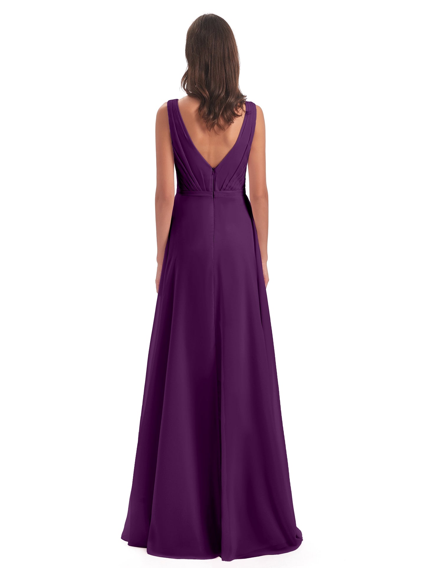 Kristina Sheath Floor Length V-Neck Chiffon Bridesmaid Dresses
