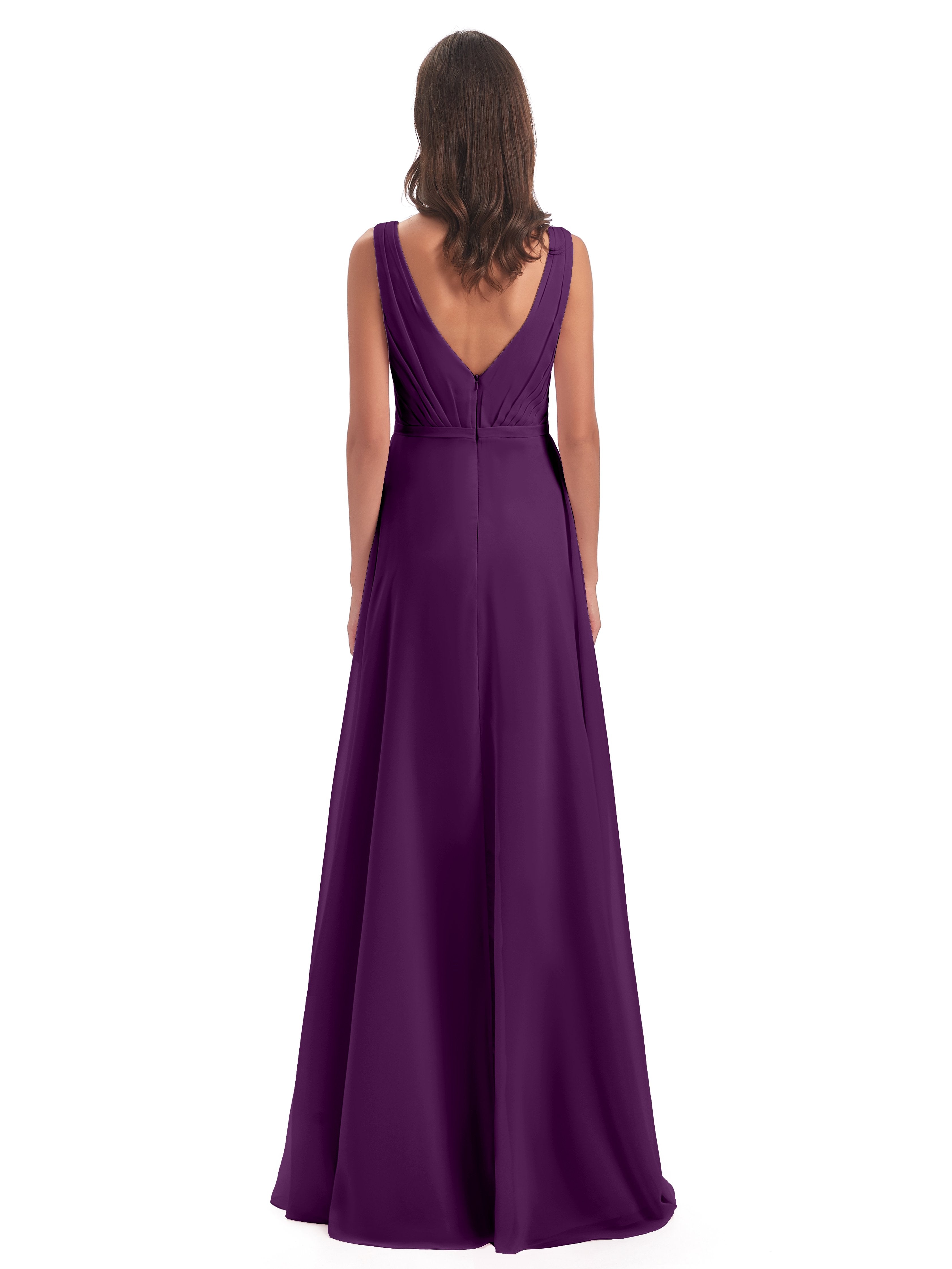 Kristina Sheath Floor Length V-Neck Chiffon Bridesmaid Dresses