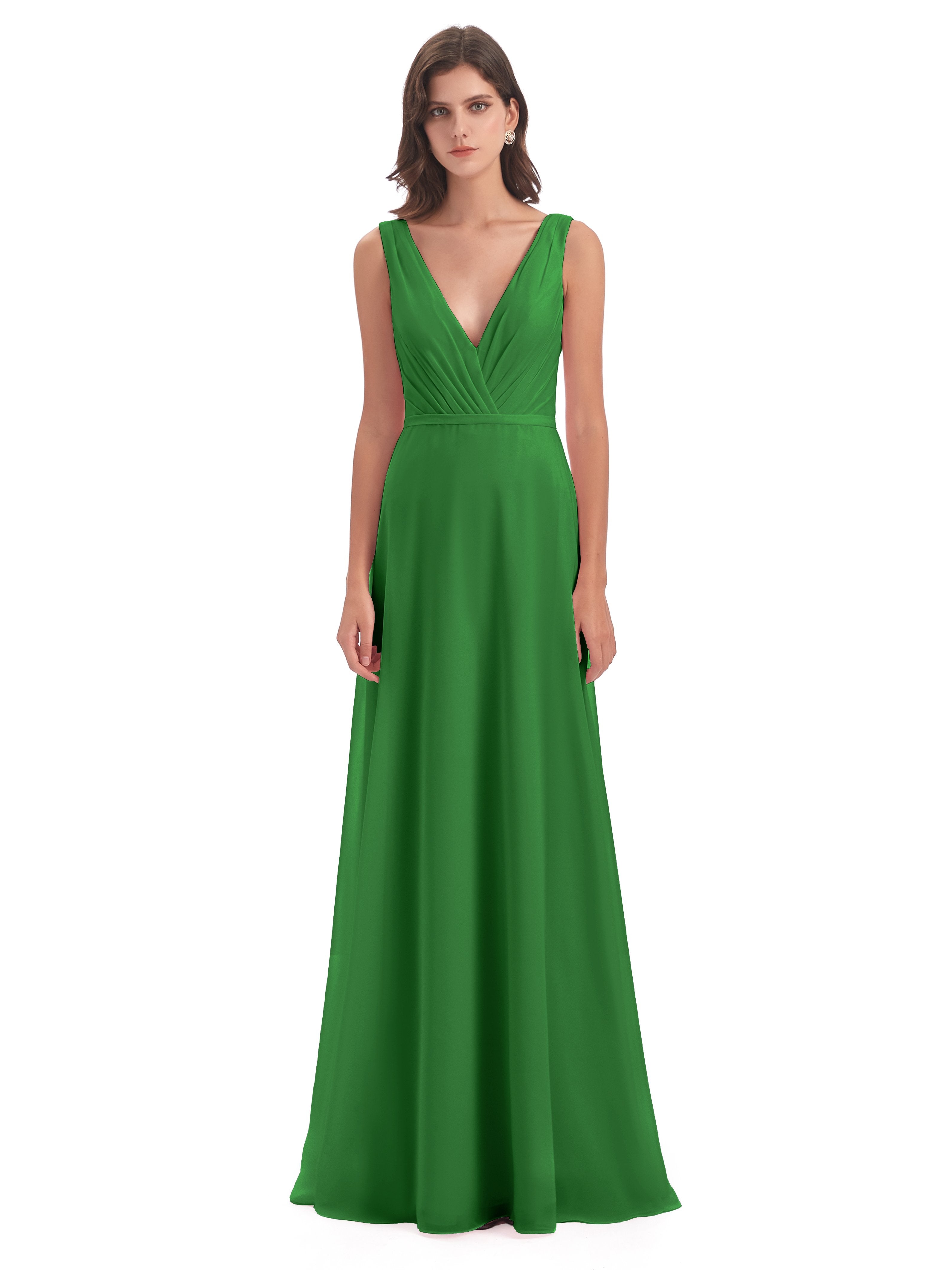 Kristina Sheath Floor Length V-Neck Chiffon Bridesmaid Dresses