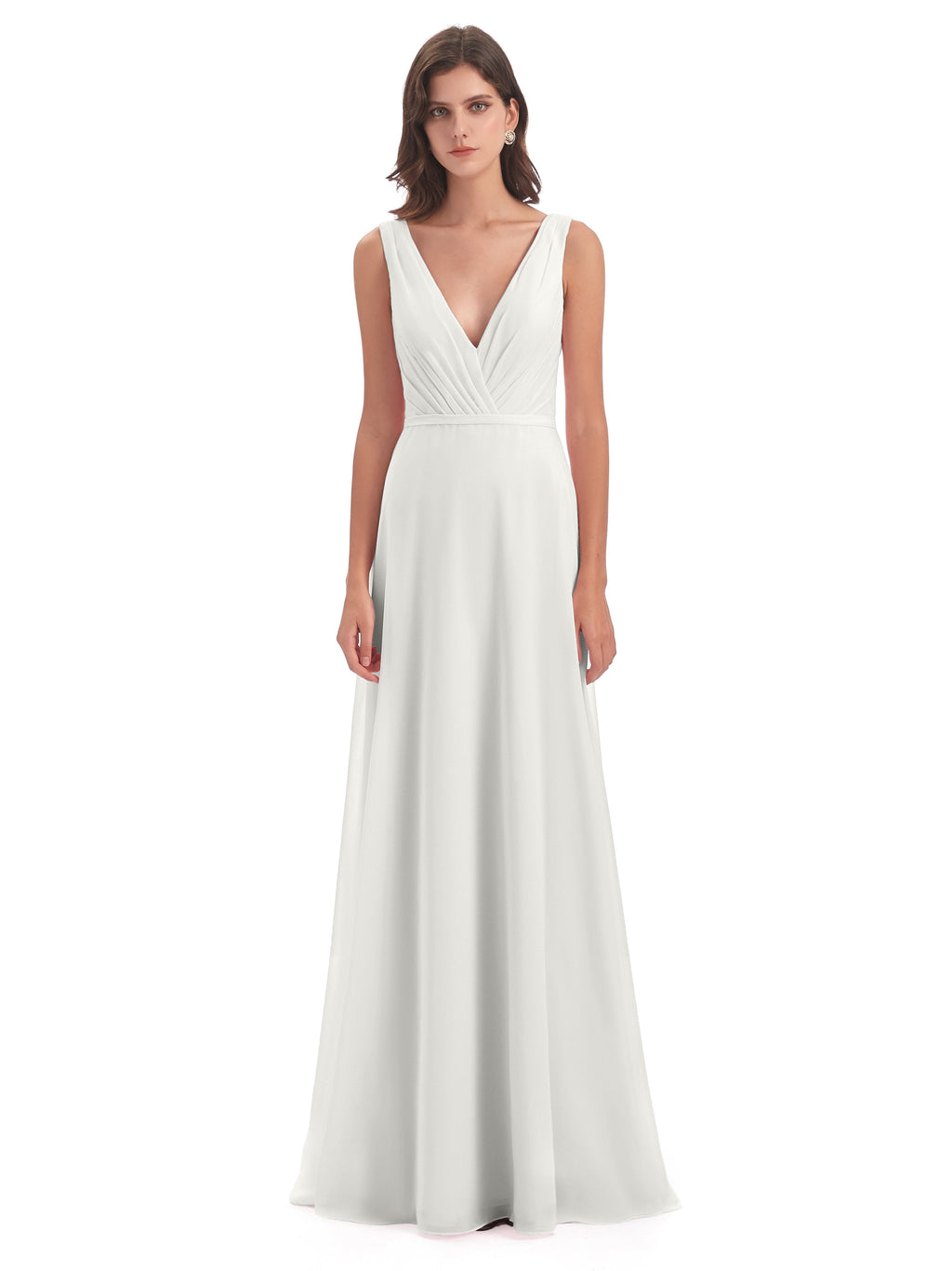 Kristina Sheath Floor Length V-Neck Chiffon Bridesmaid Dresses