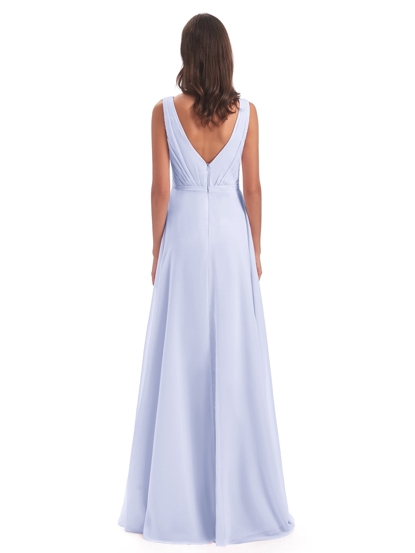 Kristina Sheath Floor Length V-Neck Chiffon Bridesmaid Dresses