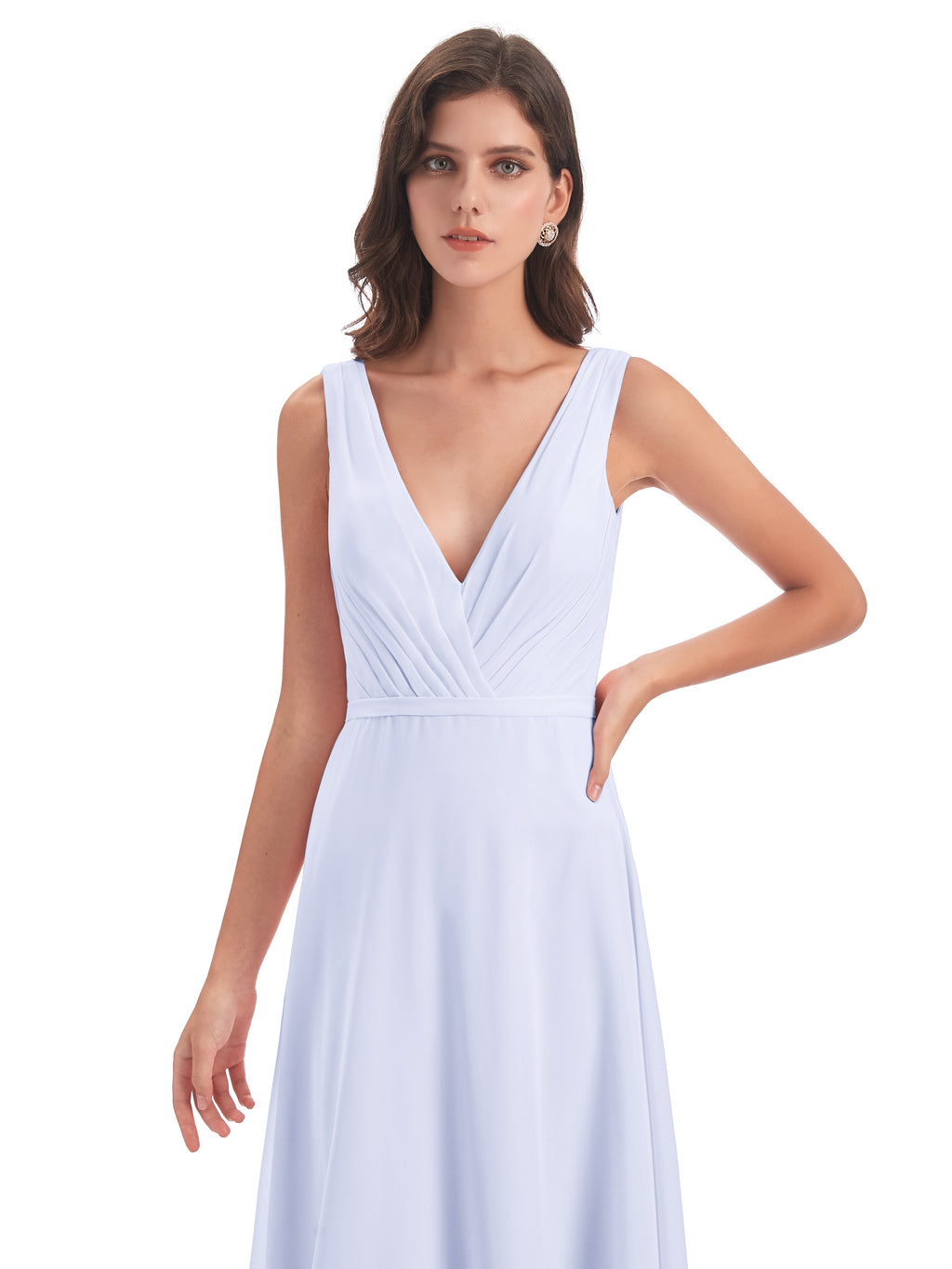 Kristina Sheath Floor Length V-Neck Chiffon Bridesmaid Dresses