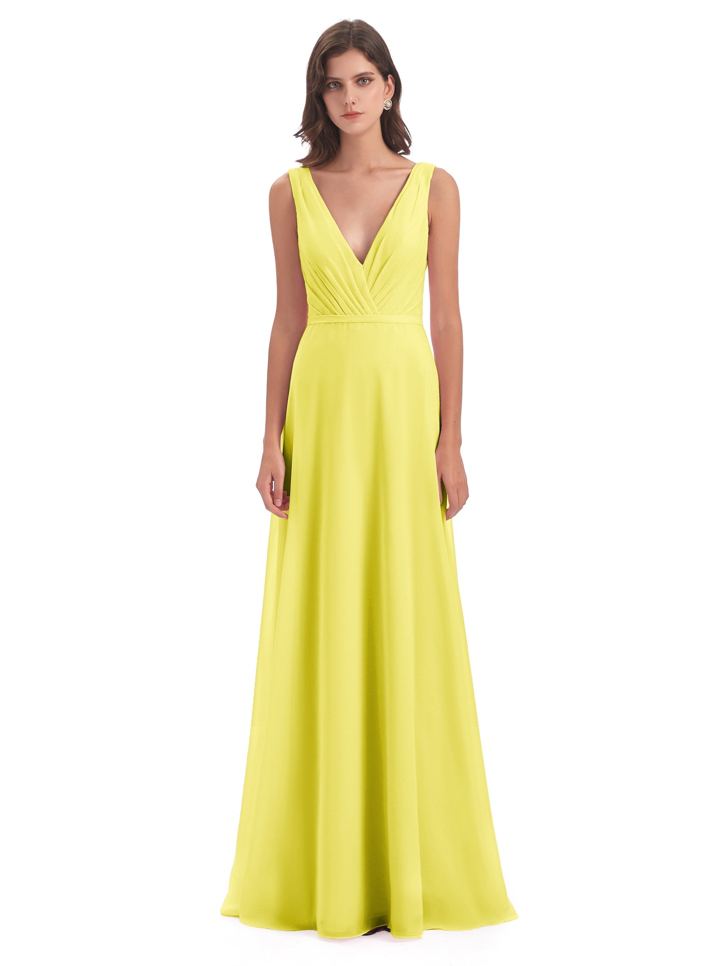 Kristina Sheath Floor Length V-Neck Chiffon Bridesmaid Dresses