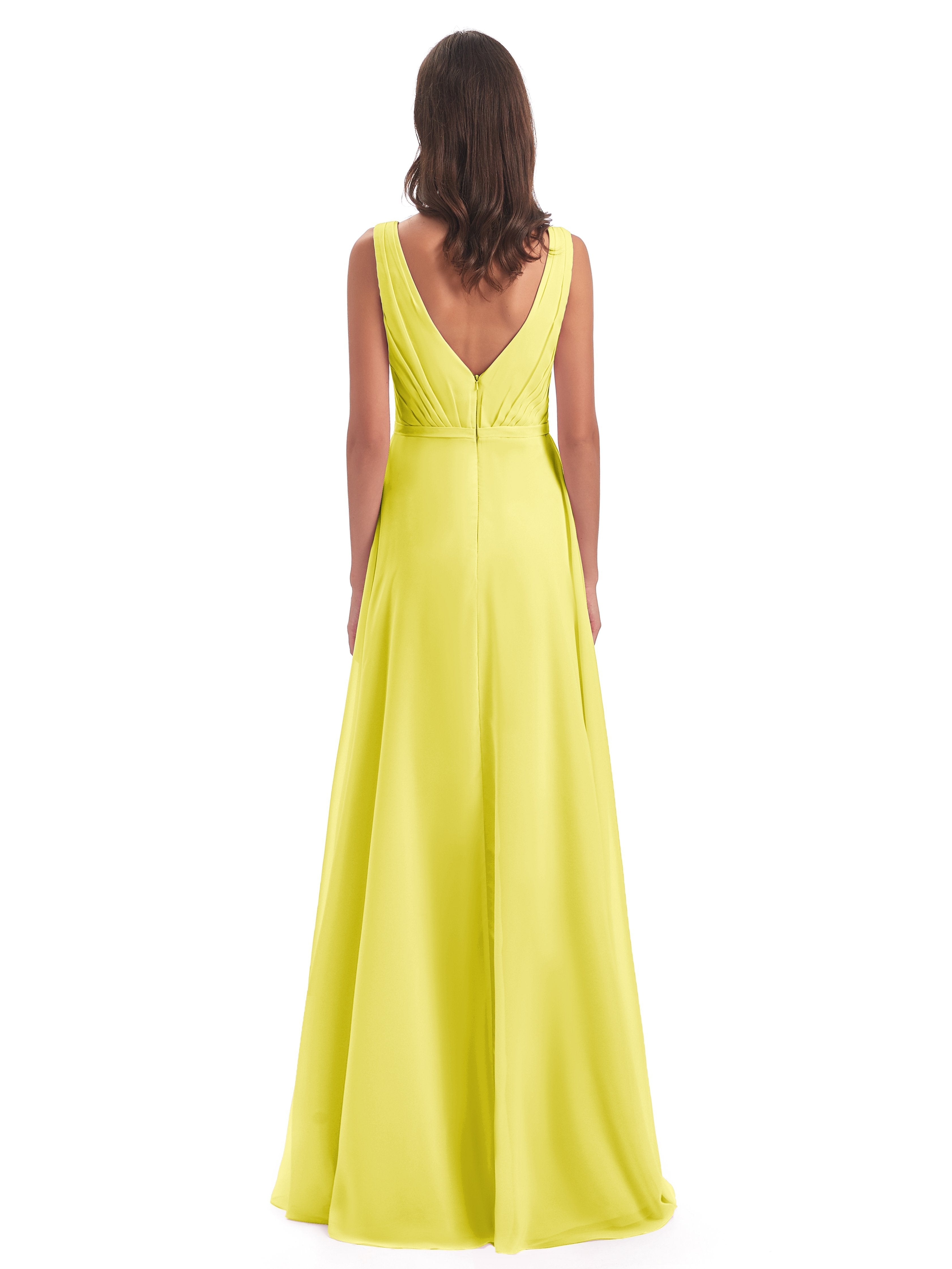 Kristina Sheath Floor Length V-Neck Chiffon Bridesmaid Dresses