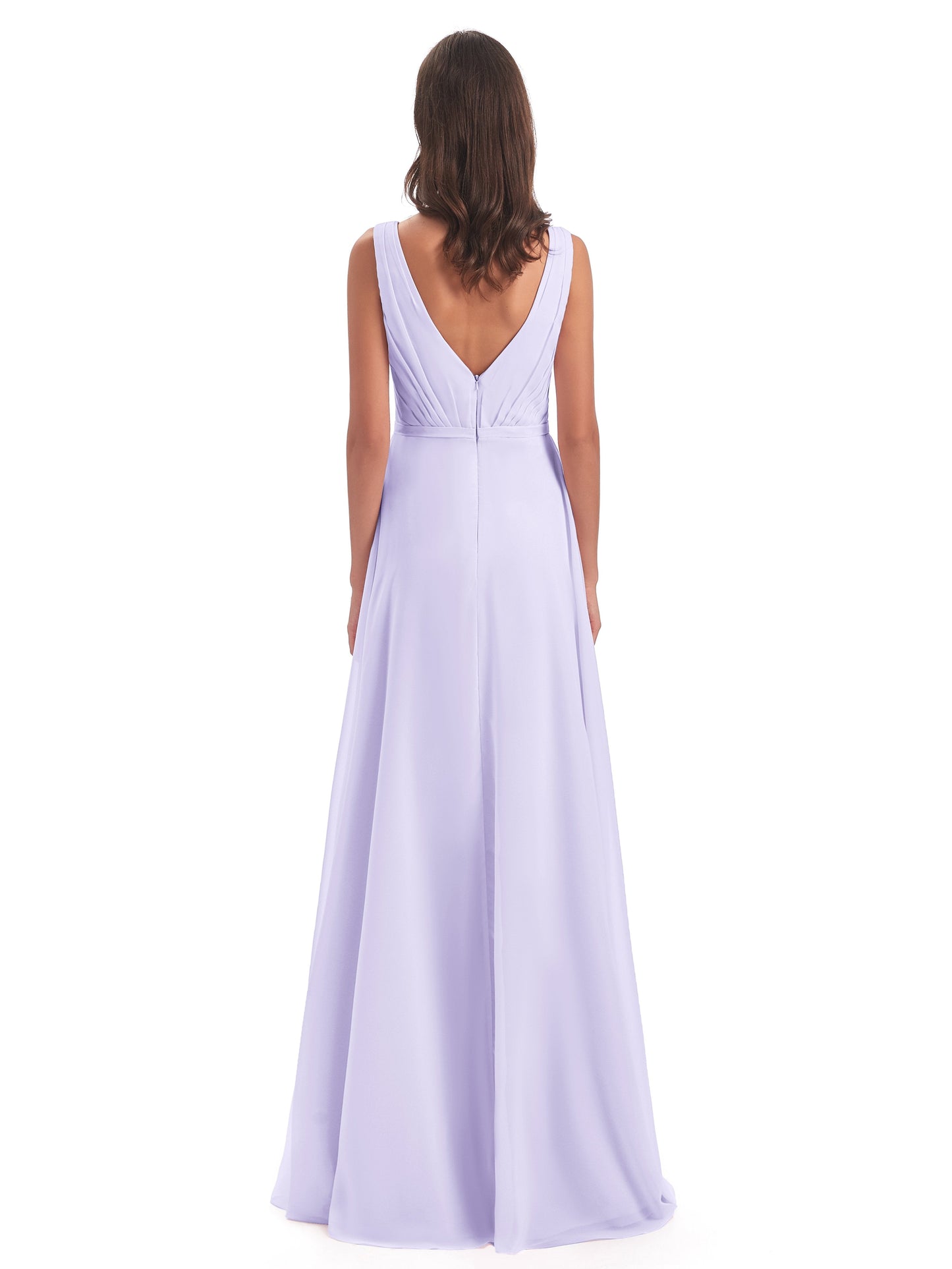 Kristina Sheath Floor Length V-Neck Chiffon Bridesmaid Dresses