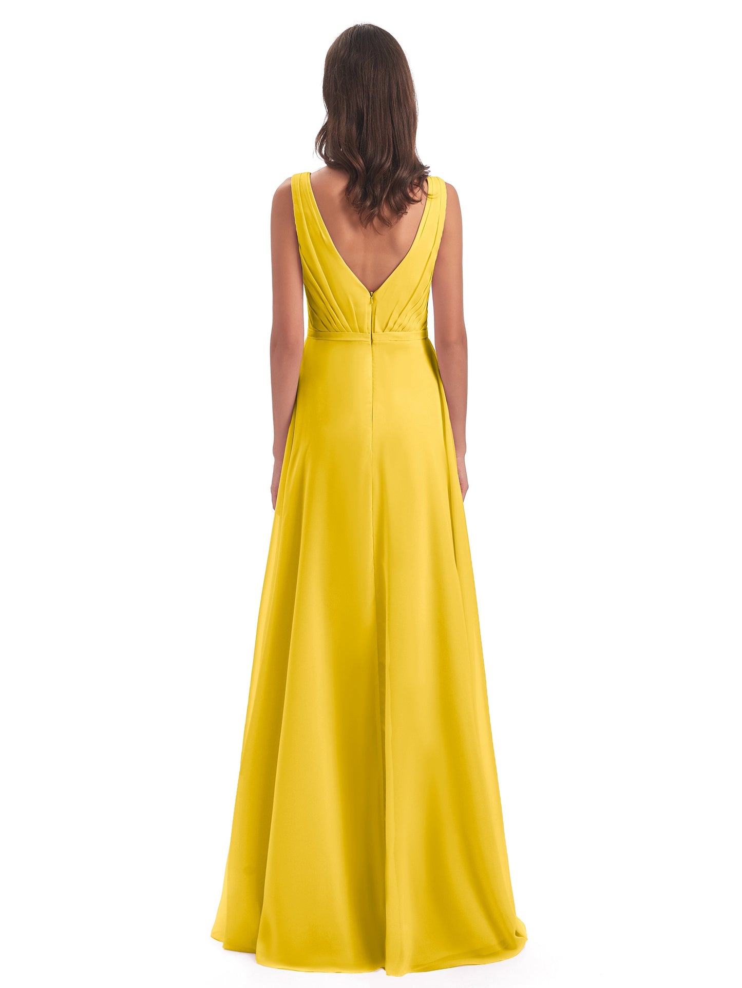 Kristina Sheath Floor Length V-Neck Chiffon Bridesmaid Dresses