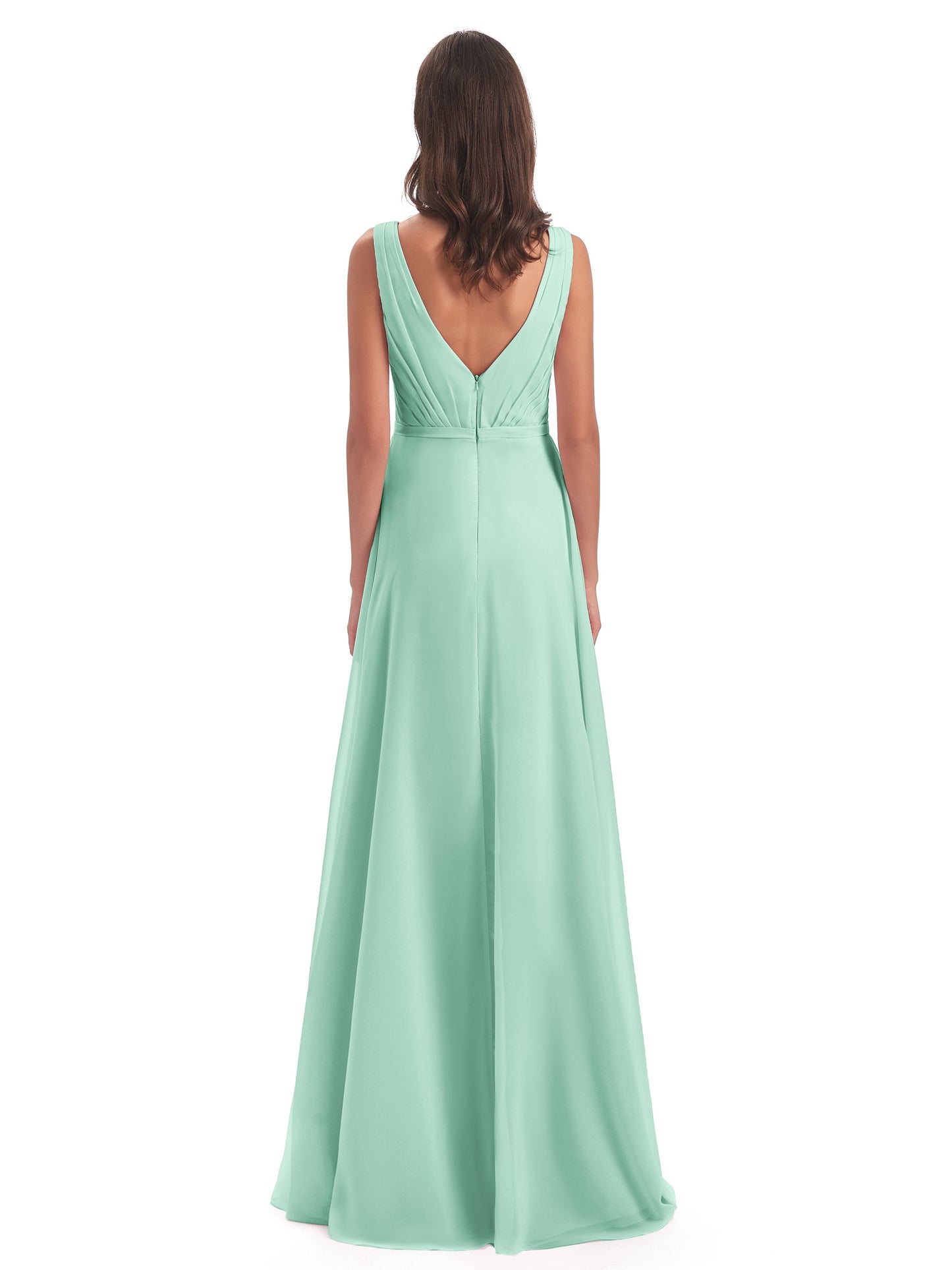 Kristina Sheath Floor Length V-Neck Chiffon Bridesmaid Dresses