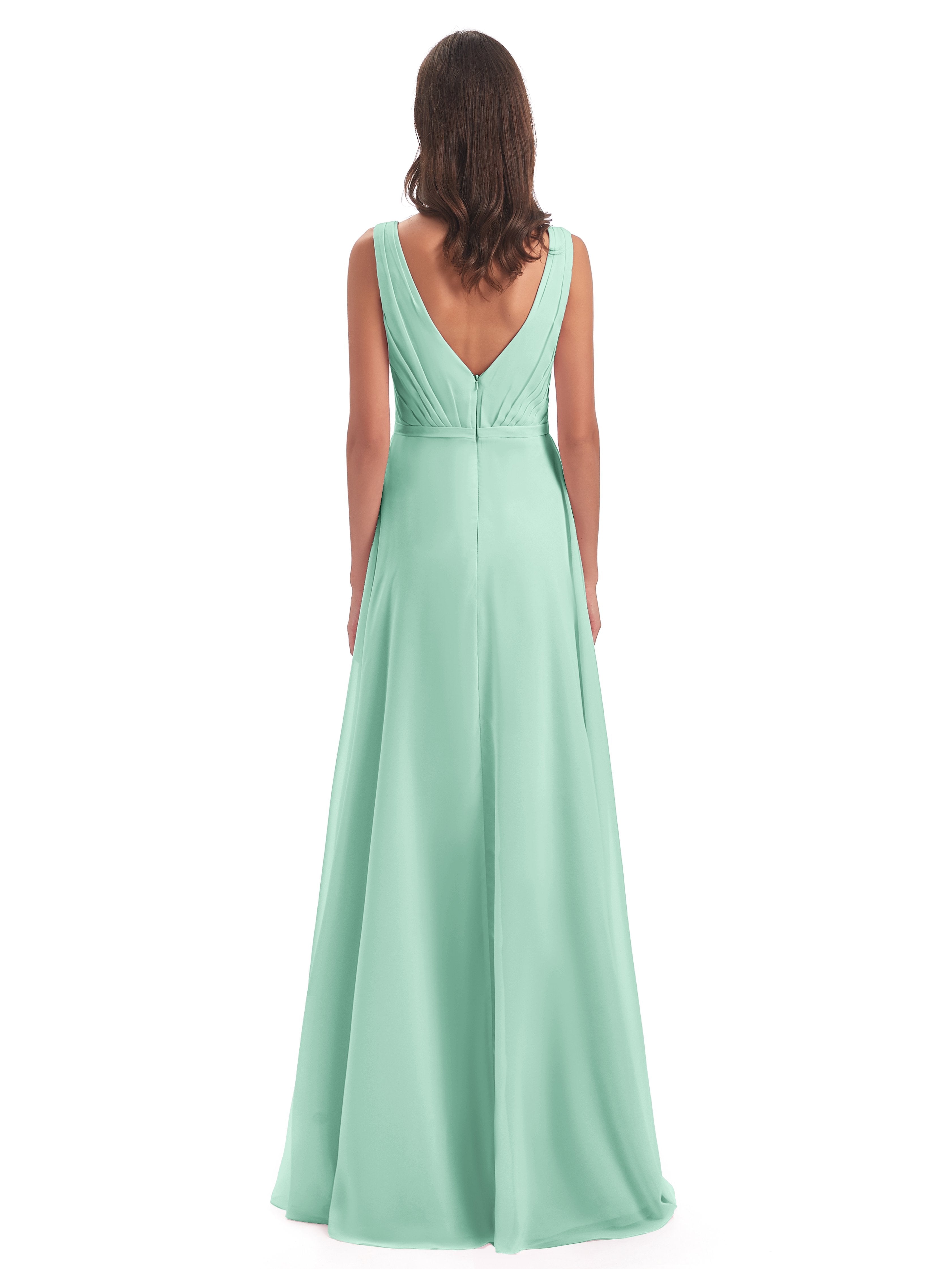 Kristina Sheath Floor Length V-Neck Chiffon Bridesmaid Dresses