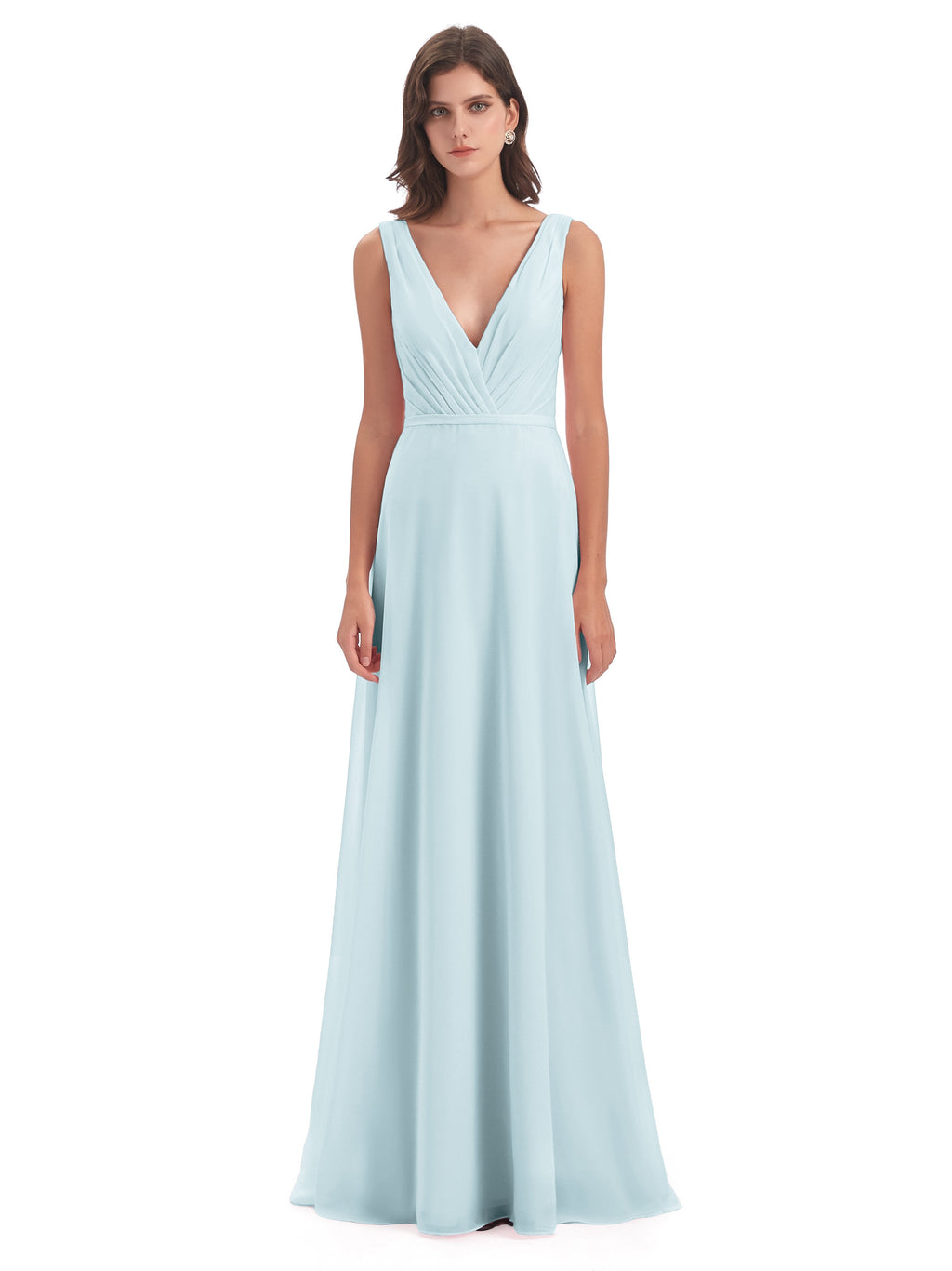 Kristina Sheath Floor Length V-Neck Chiffon Bridesmaid Dresses