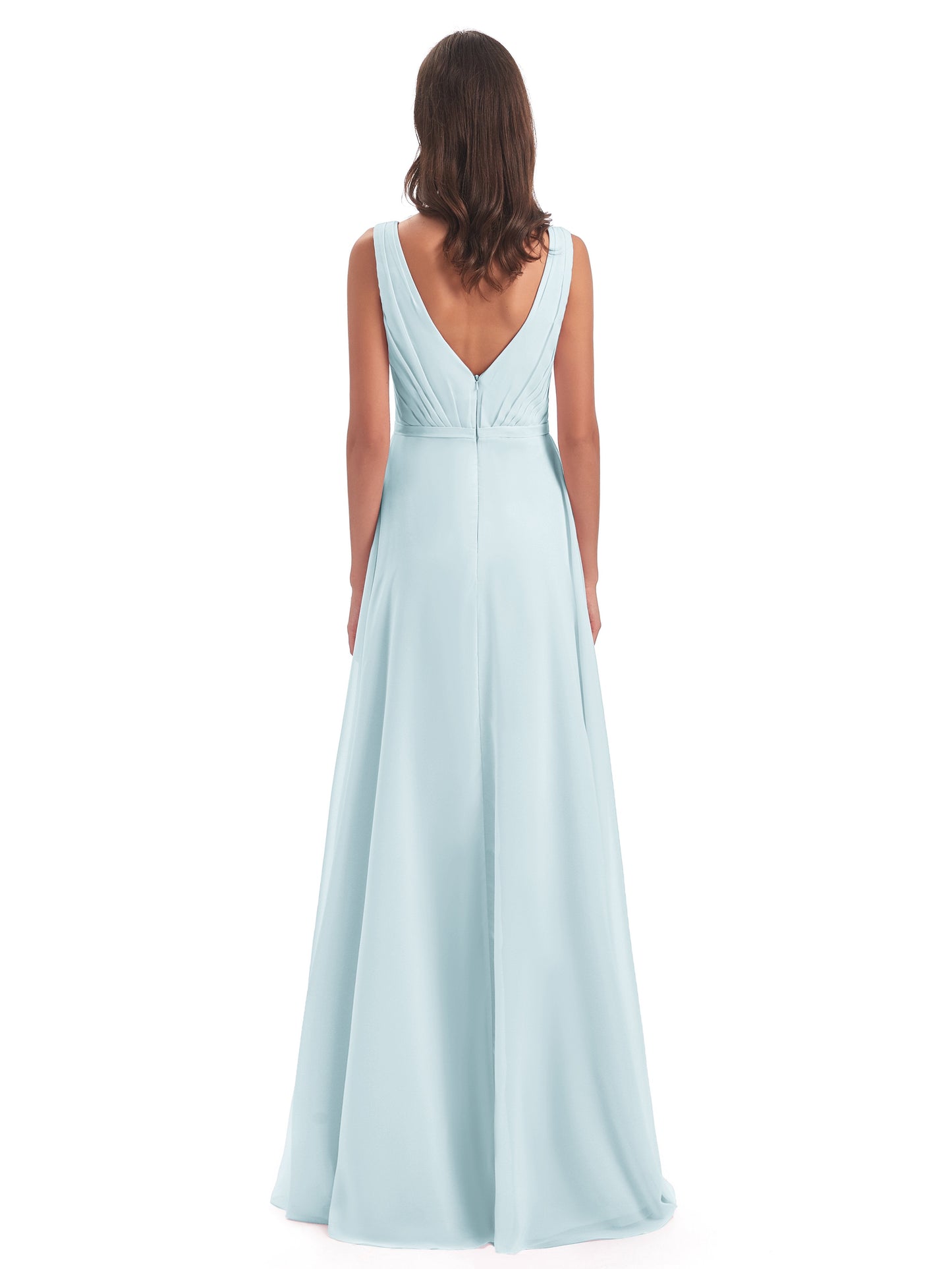 Kristina Sheath Floor Length V-Neck Chiffon Bridesmaid Dresses