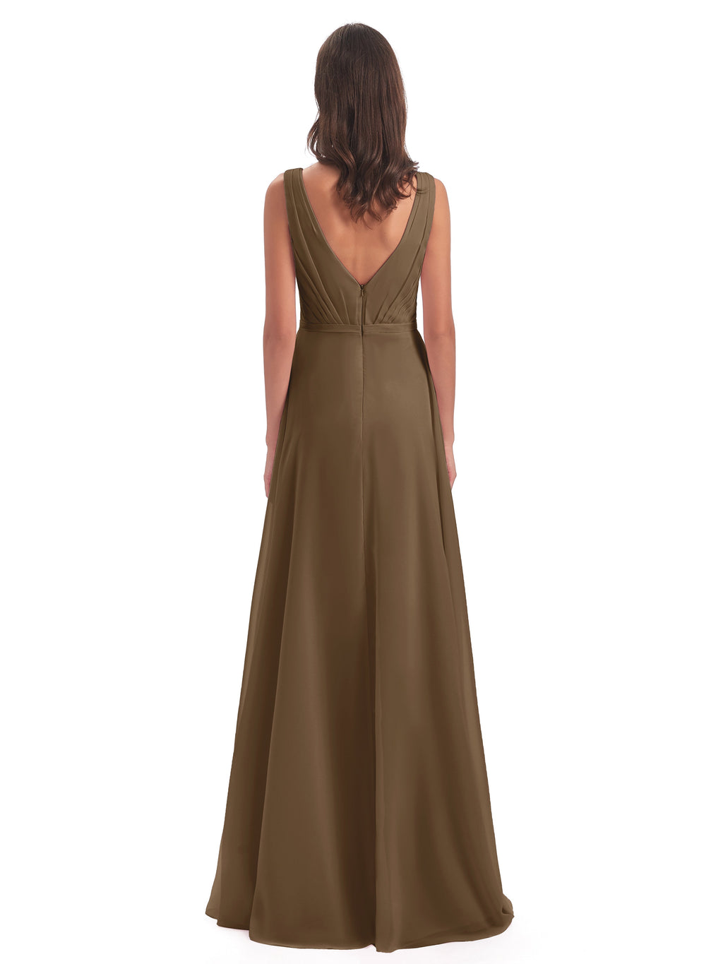 Kristina Sheath Floor Length V-Neck Chiffon Bridesmaid Dresses