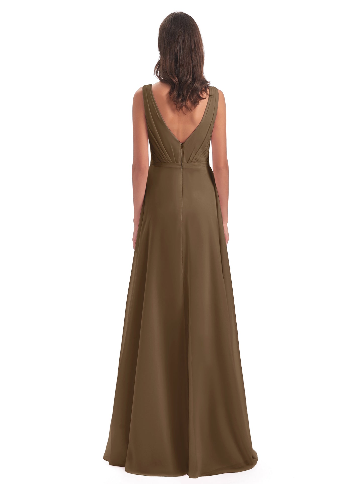 Kristina Sheath Floor Length V-Neck Chiffon Bridesmaid Dresses
