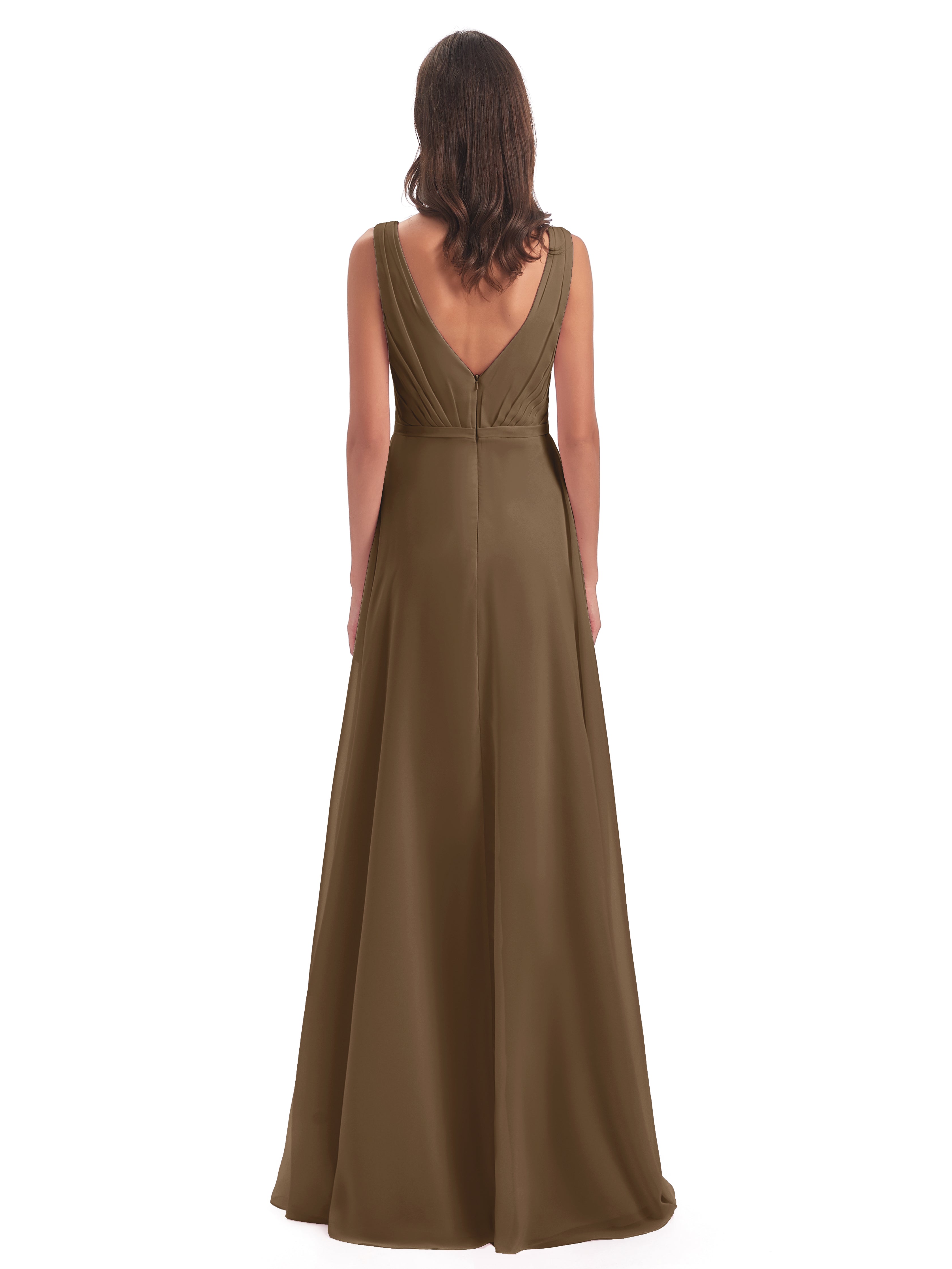 Kristina Sheath Floor Length V-Neck Chiffon Bridesmaid Dresses