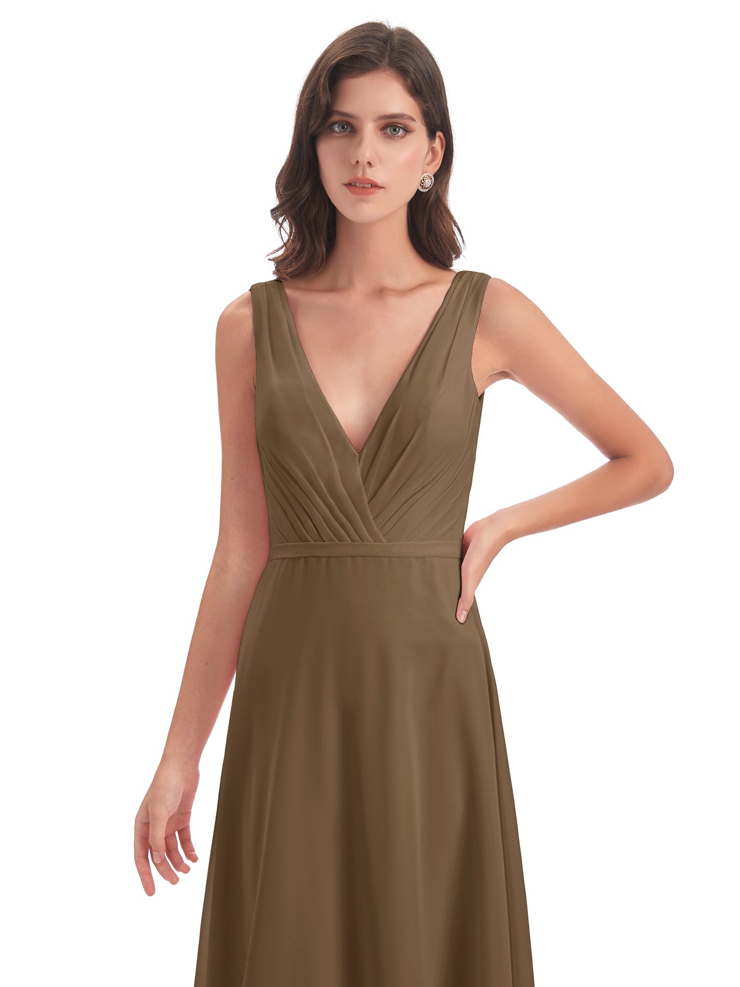 Kristina Sheath Floor Length V-Neck Chiffon Bridesmaid Dresses