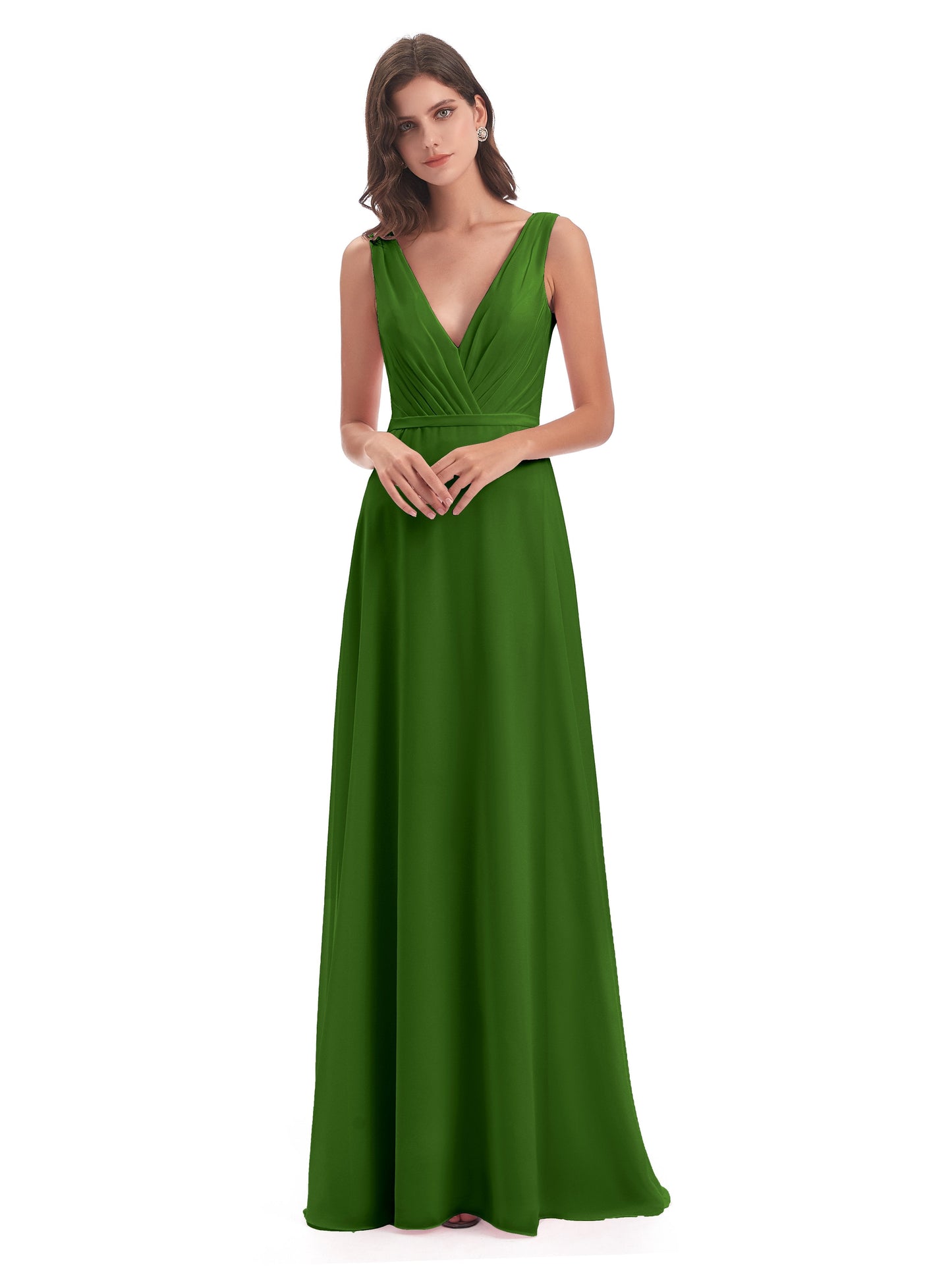 Kristina Sheath Floor Length V-Neck Chiffon Bridesmaid Dresses