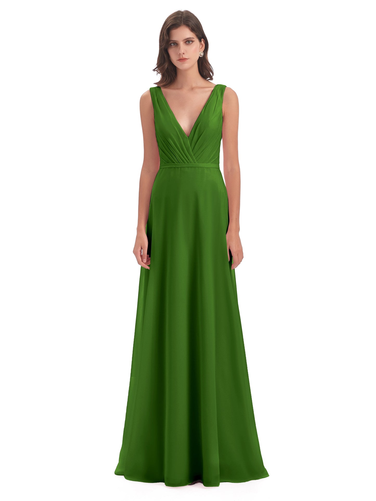 Kristina Sheath Floor Length V-Neck Chiffon Bridesmaid Dresses