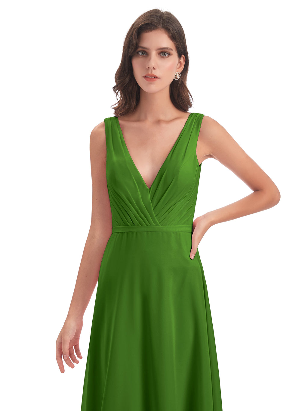 Kristina Sheath Floor Length V-Neck Chiffon Bridesmaid Dresses