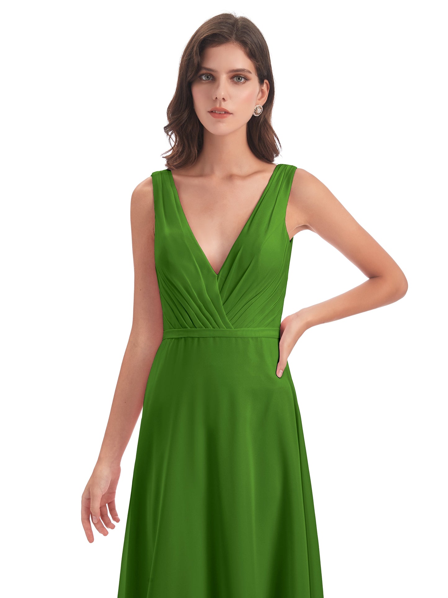 Kristina Sheath Floor Length V-Neck Chiffon Bridesmaid Dresses