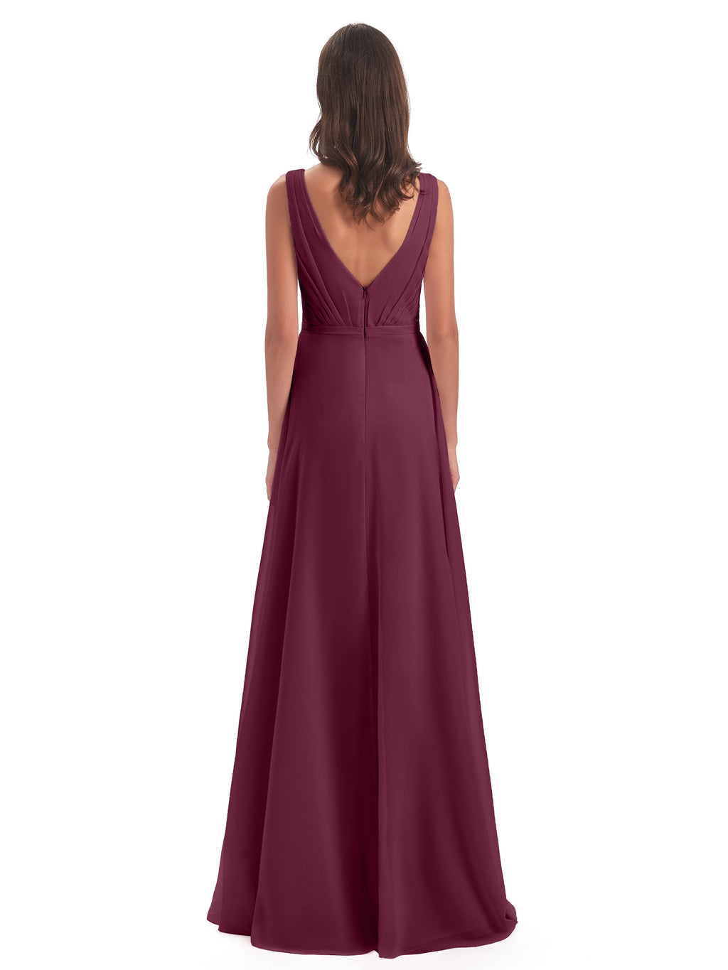 Kristina Sheath Floor Length V-Neck Chiffon Bridesmaid Dresses