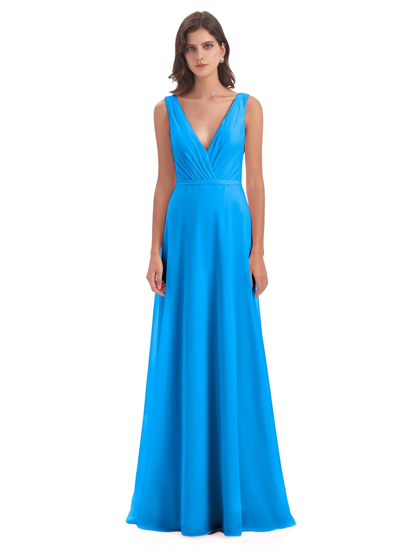 Kristina Sheath Floor Length V-Neck Chiffon Bridesmaid Dresses