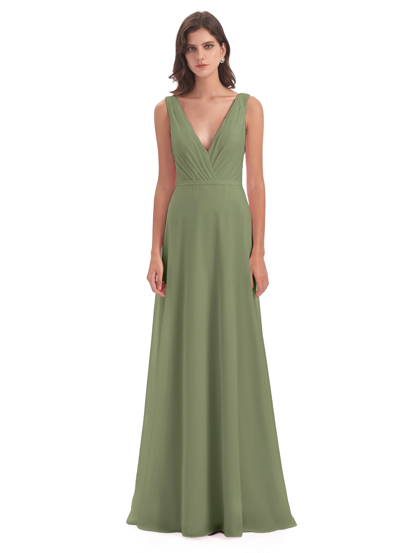 Kristina Sheath Floor Length V-Neck Chiffon Bridesmaid Dresses