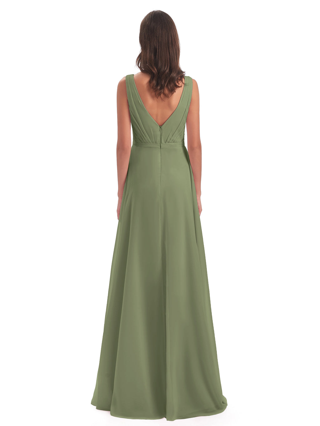 Kristina Sheath Floor Length V-Neck Chiffon Bridesmaid Dresses