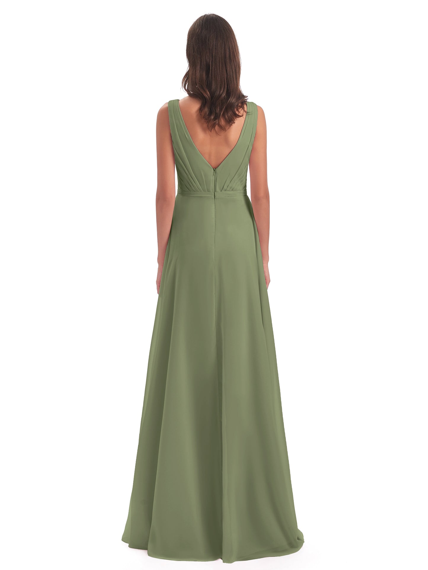 Kristina Sheath Floor Length V-Neck Chiffon Bridesmaid Dresses