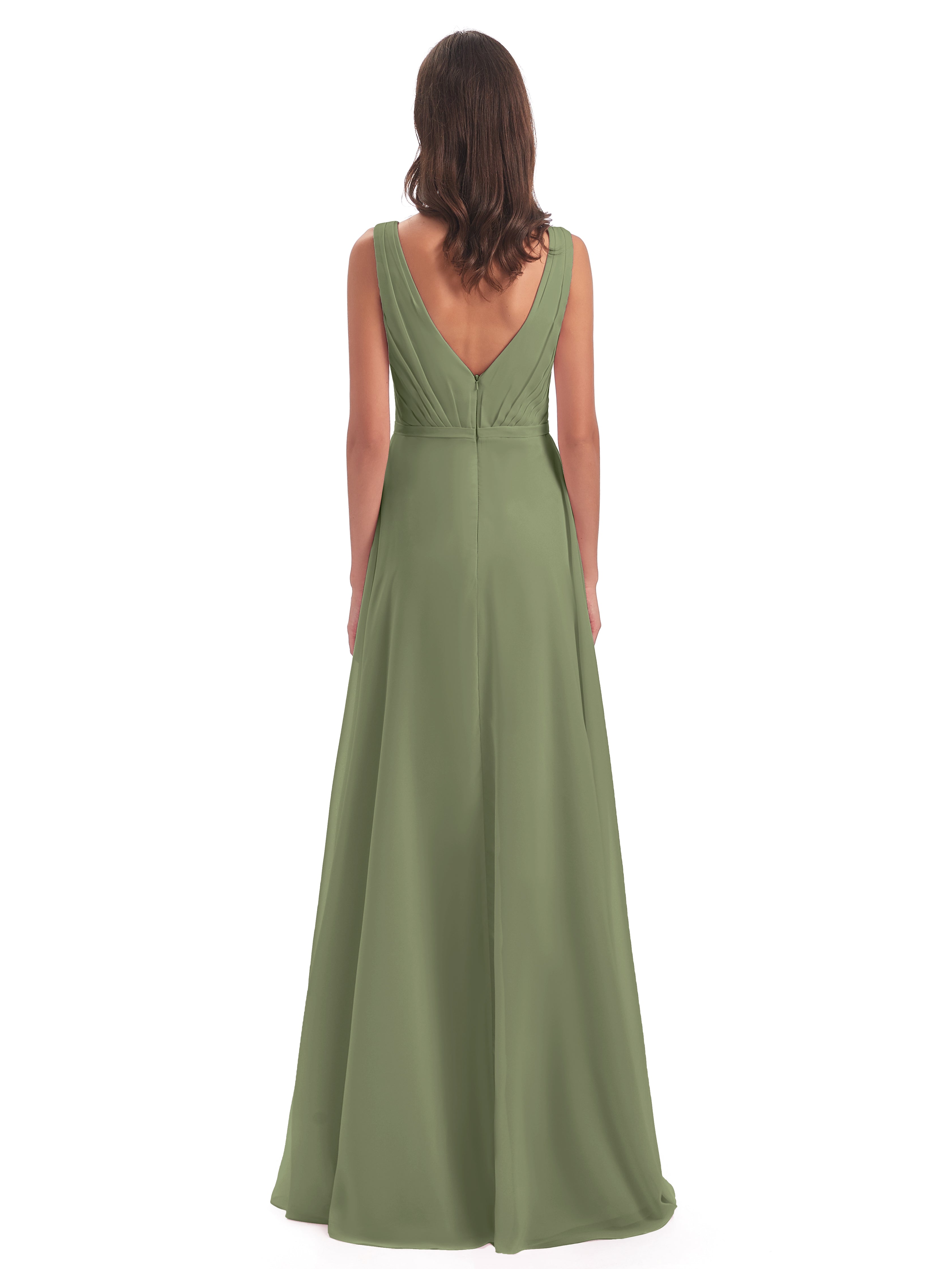 Kristina Sheath Floor Length V-Neck Chiffon Bridesmaid Dresses