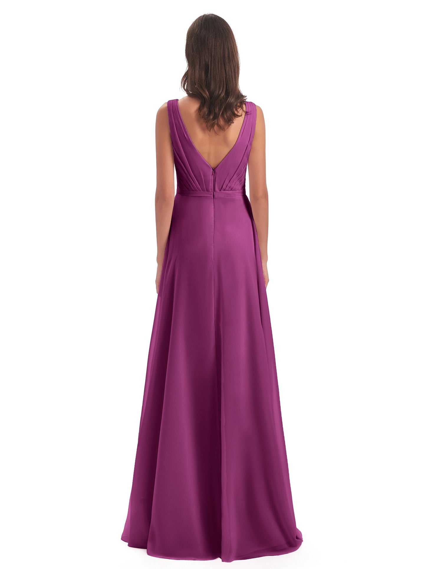 Kristina Sheath Floor Length V-Neck Chiffon Bridesmaid Dresses
