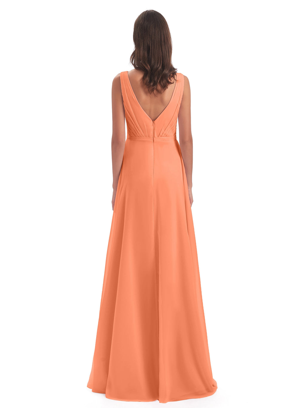 Kristina Sheath Floor Length V-Neck Chiffon Bridesmaid Dresses