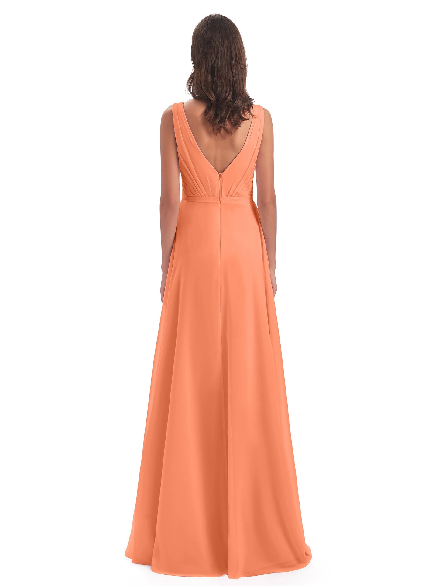 Kristina Sheath Floor Length V-Neck Chiffon Bridesmaid Dresses