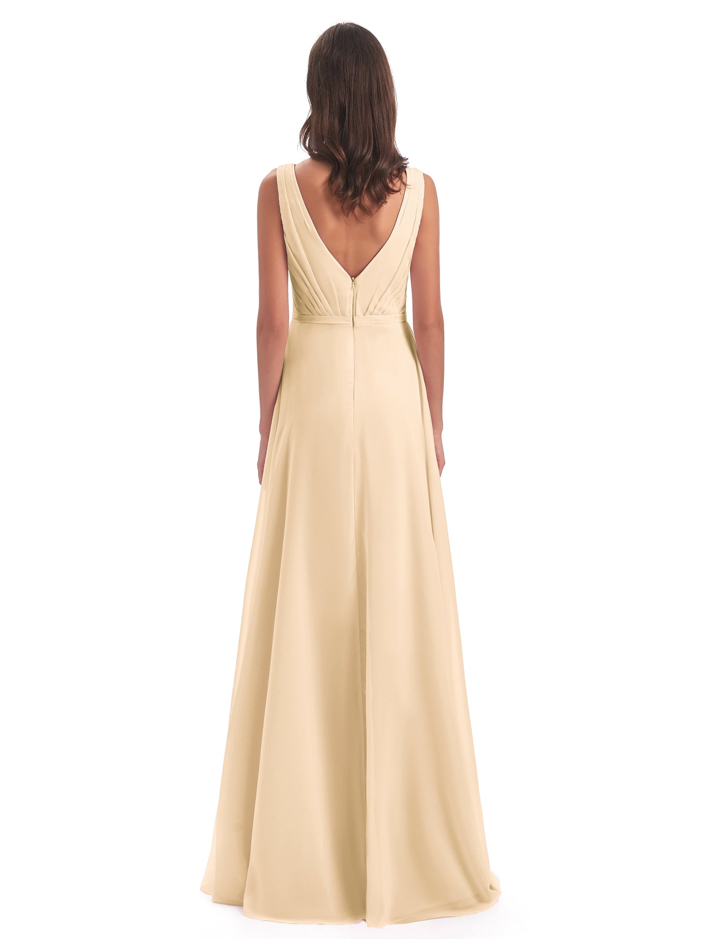 Kristina Sheath Floor Length V-Neck Chiffon Bridesmaid Dresses