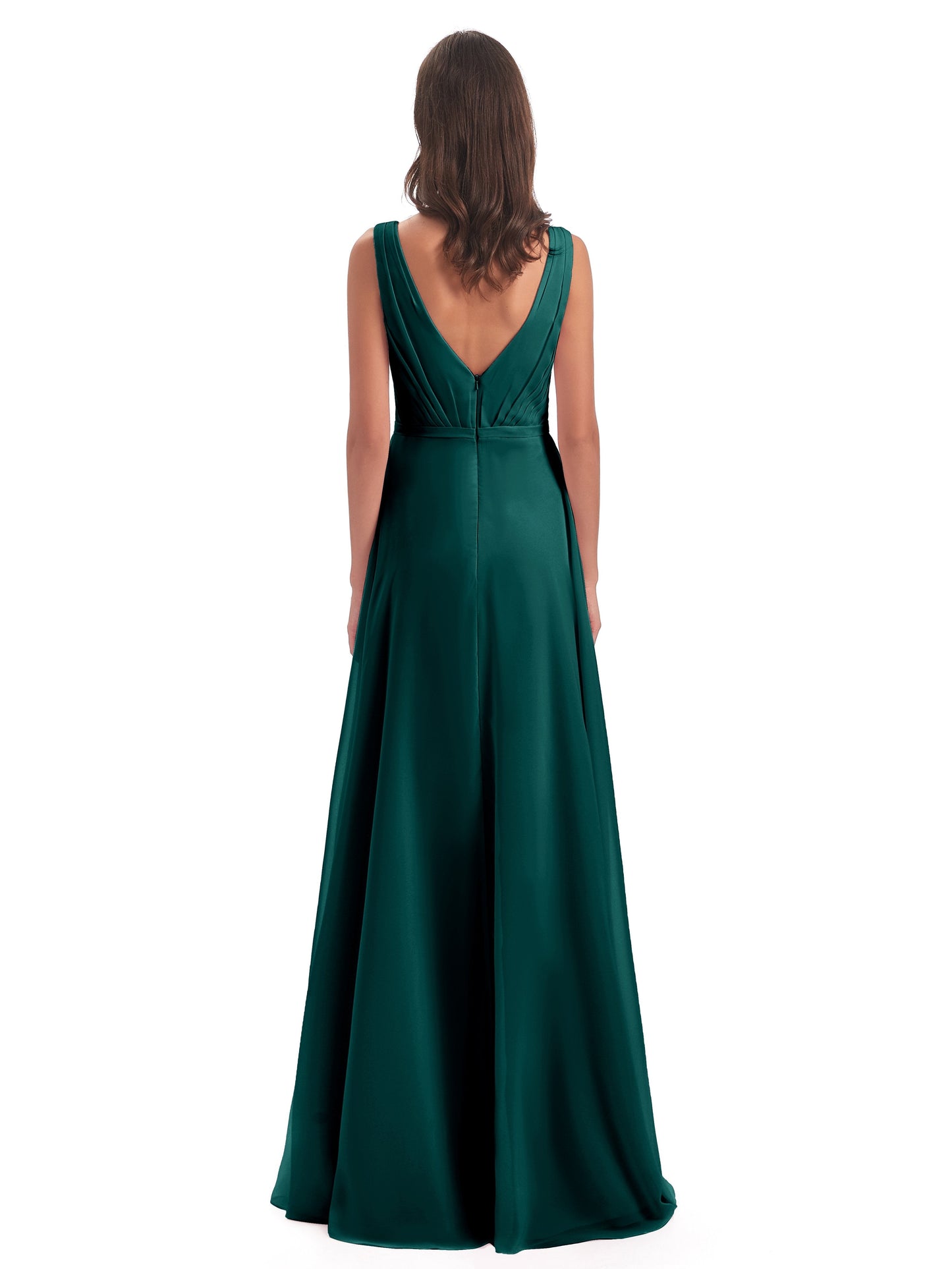 Kristina Sheath Floor Length V-Neck Chiffon Bridesmaid Dresses
