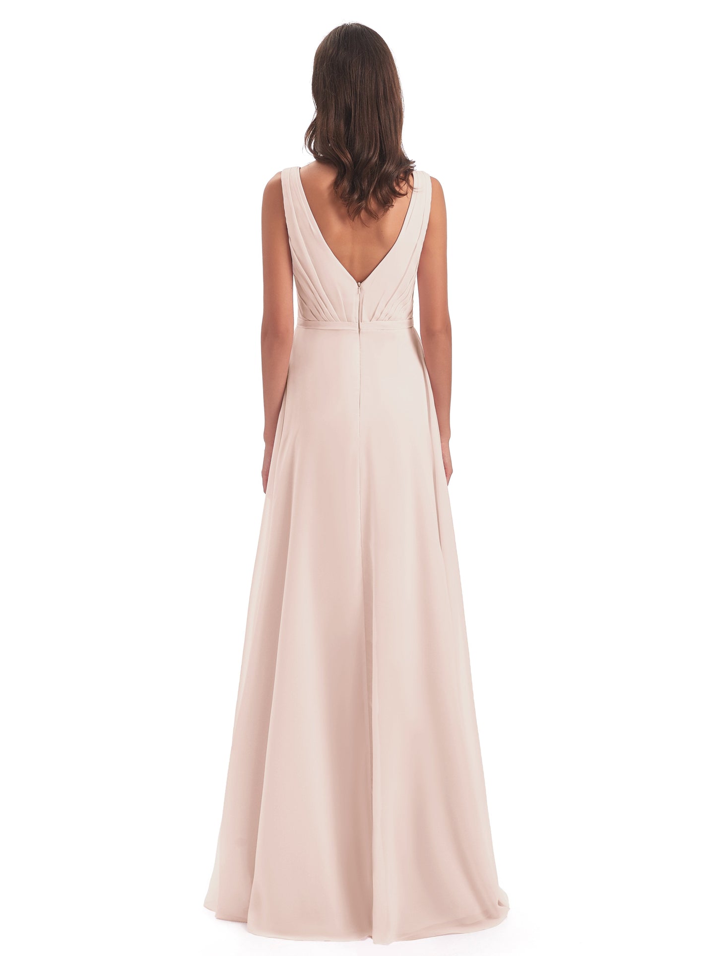 Kristina Sheath Floor Length V-Neck Chiffon Bridesmaid Dresses