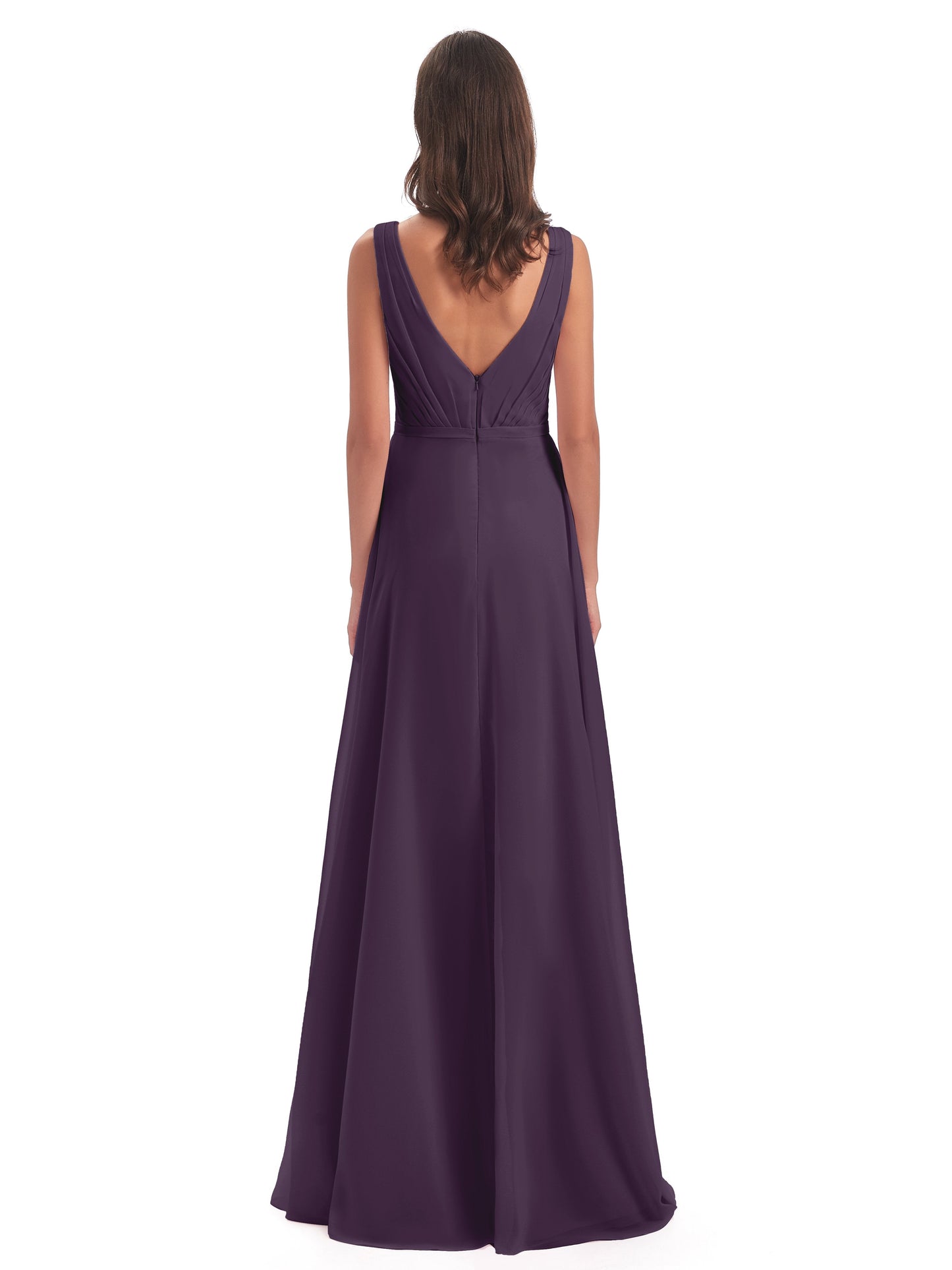 Kristina Sheath Floor Length V-Neck Chiffon Bridesmaid Dresses