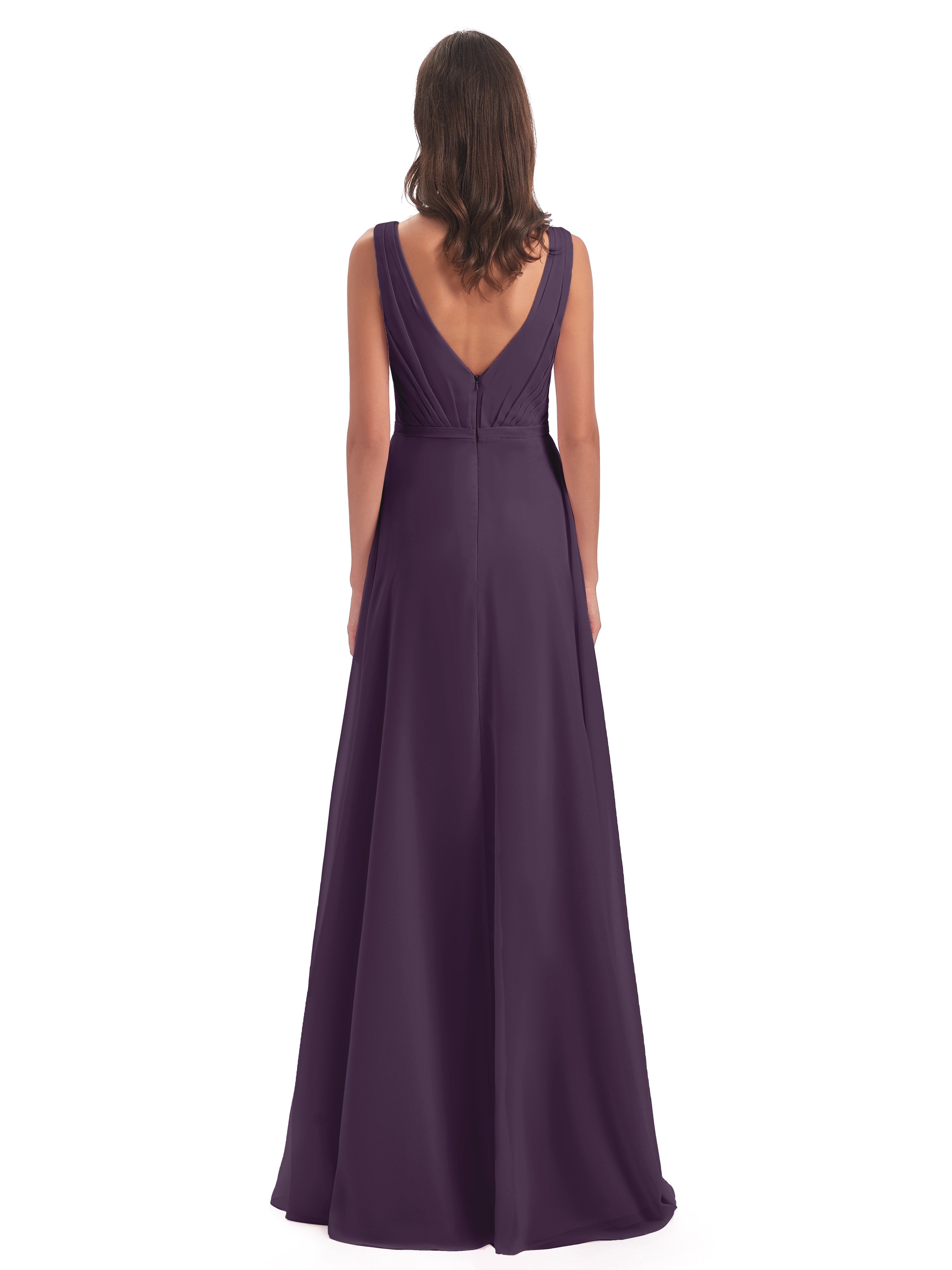 Kristina Sheath Floor Length V-Neck Chiffon Bridesmaid Dresses